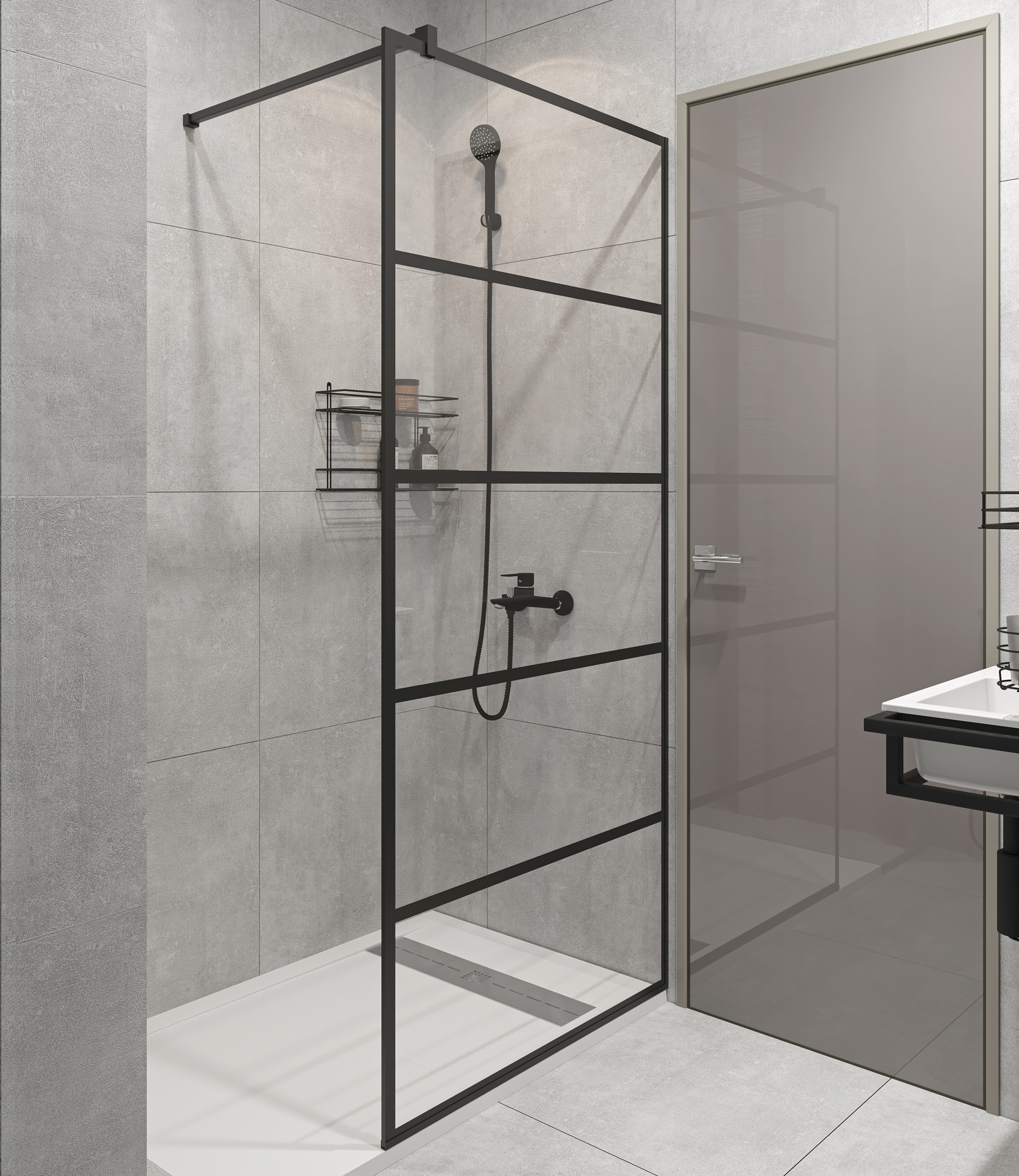 Душевая перегородка STWORKI Кронборг LOFT-GW- 105х220 105 см, профиль черный матовый купить в Тамбове