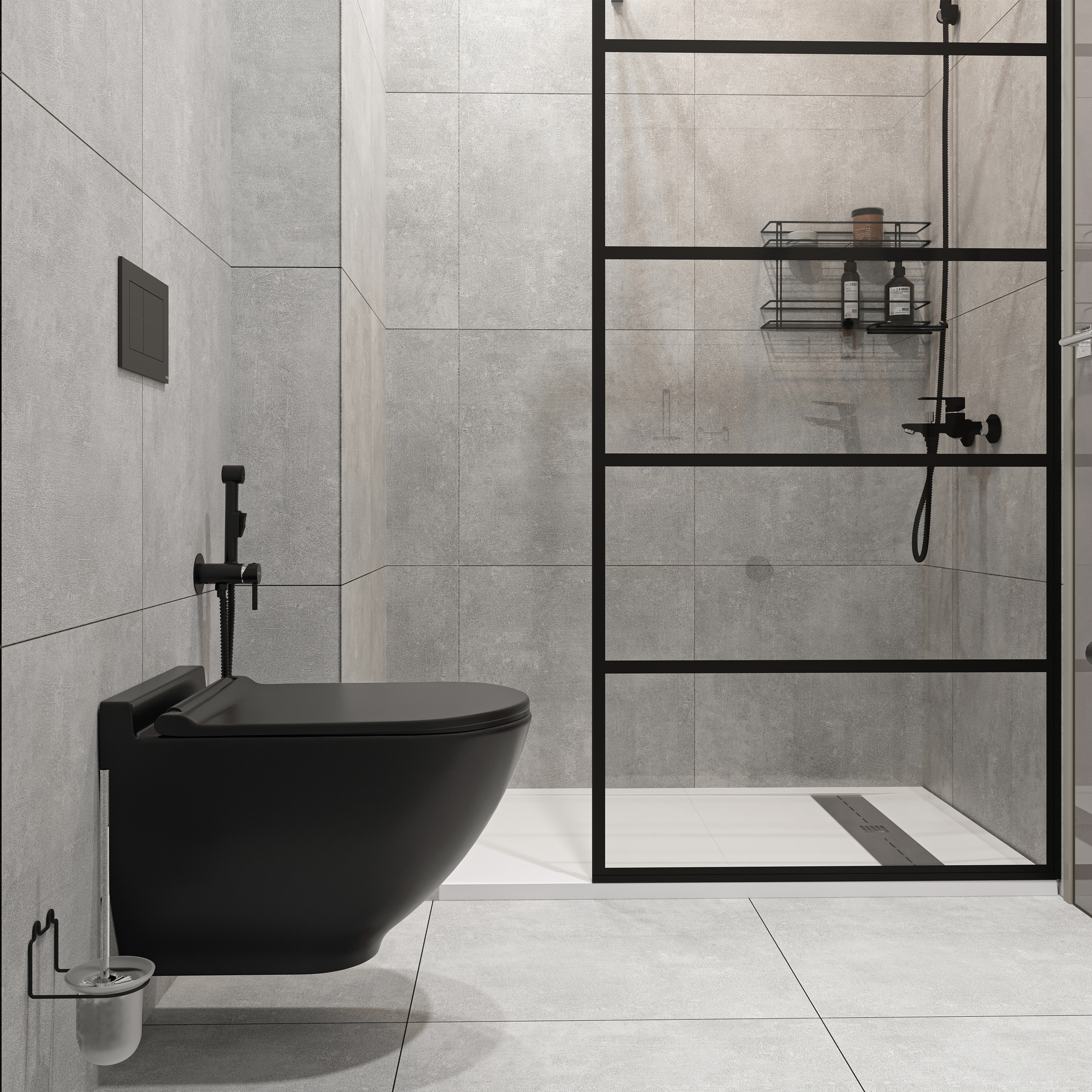 Душевая перегородка STWORKI Кронборг LOFT-GW- 90х220 90 см, профиль черный матовый, стекло прозрачное Optiwhite купить в Тамбове