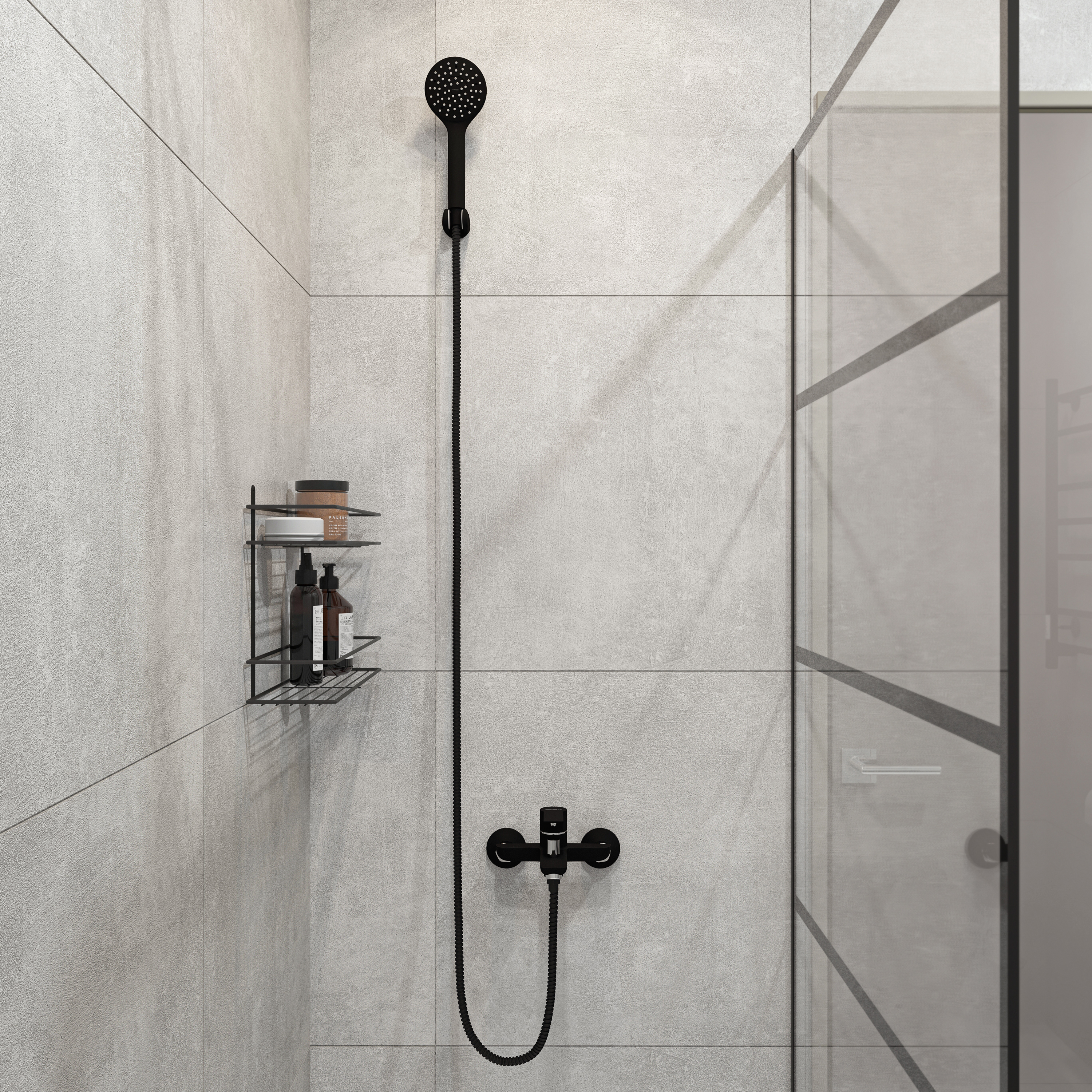 Душевая перегородка STWORKI Кронборг LOFT-GW- 110х220 110 см, профиль черный матовый, стекло прозрачное Optiwhite купить в Тамбове