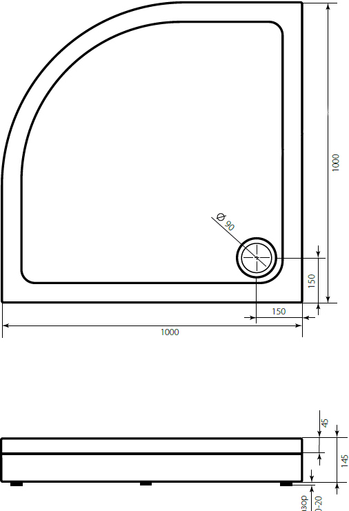 Поддон для душа STWORKI Хельсинки 100x100, с сифоном и экраном купить в Тамбове
