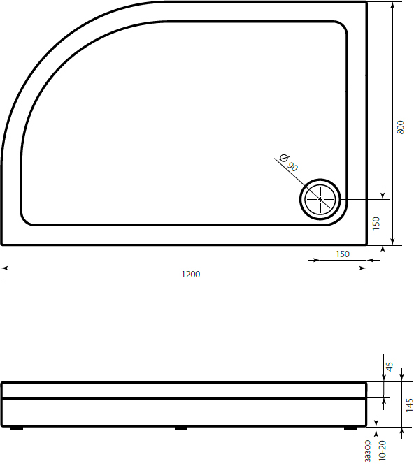 Поддон для душа STWORKI Хельсинки 120x80 L, с сифоном купить в Тамбове