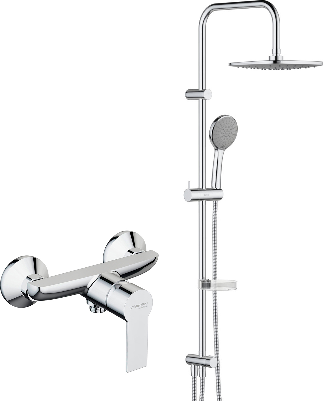 Душевая стойка STWORKI Дублин HFDB97000 + Смеситель для душа STWORKI Хельсинки HFHS20000 хром
