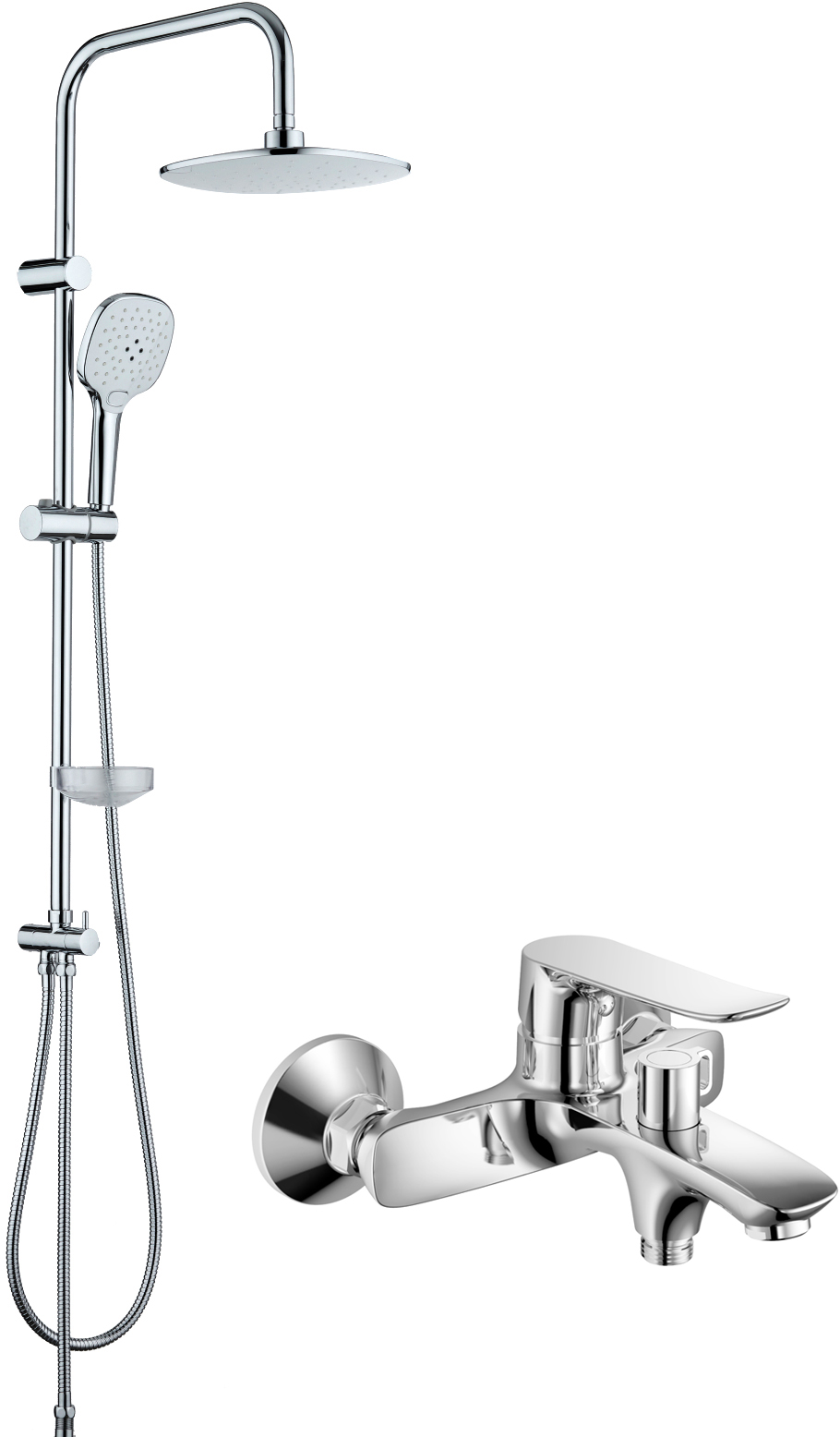 Душевая стойка STWORKI Хадстен XA-05cr + Смеситель для ванны с душем STWORKI Хадстен XA-02cr
