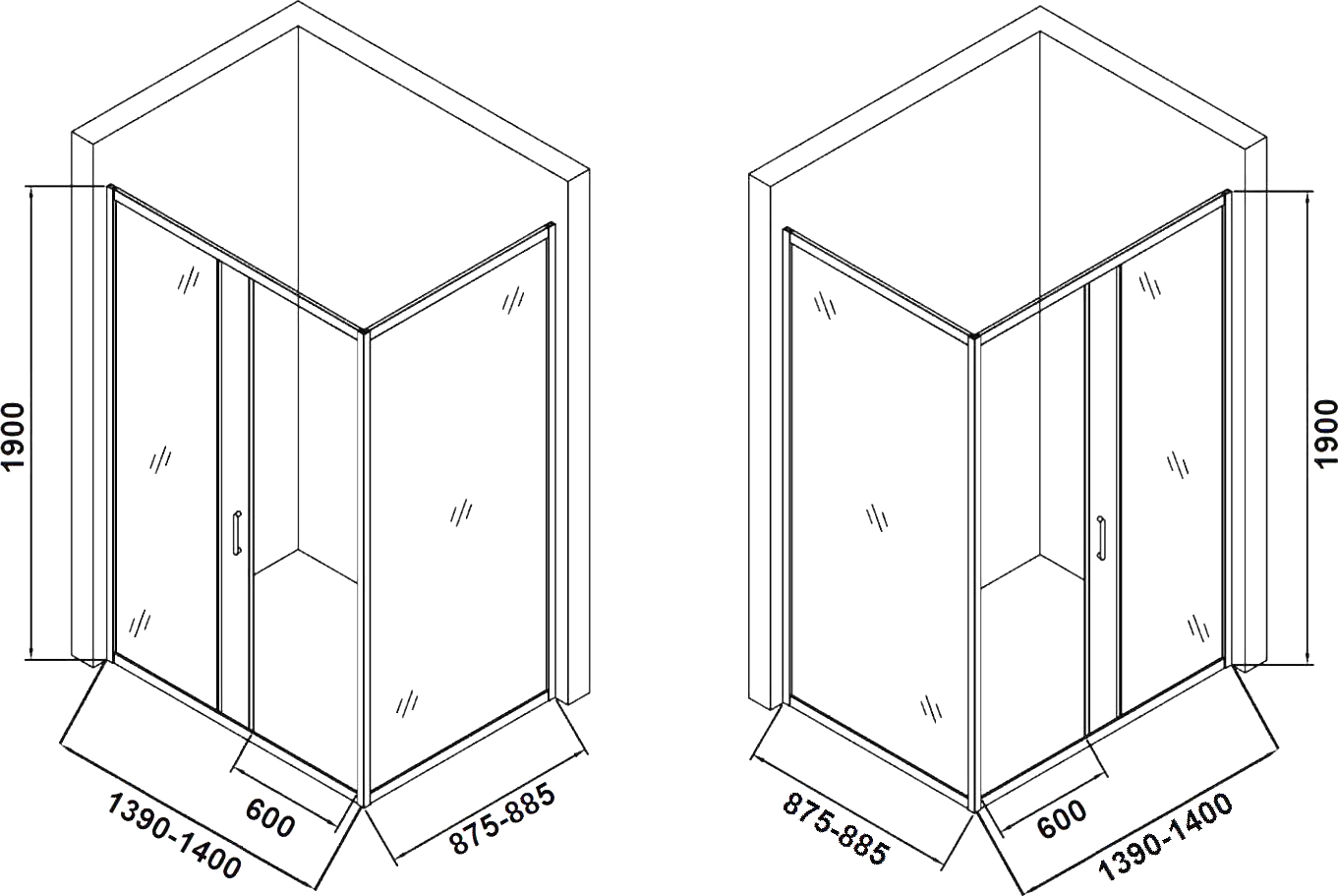 Душевой уголок DIWO Смоленск 140х90 см, профиль хром матовый купить в Тамбове