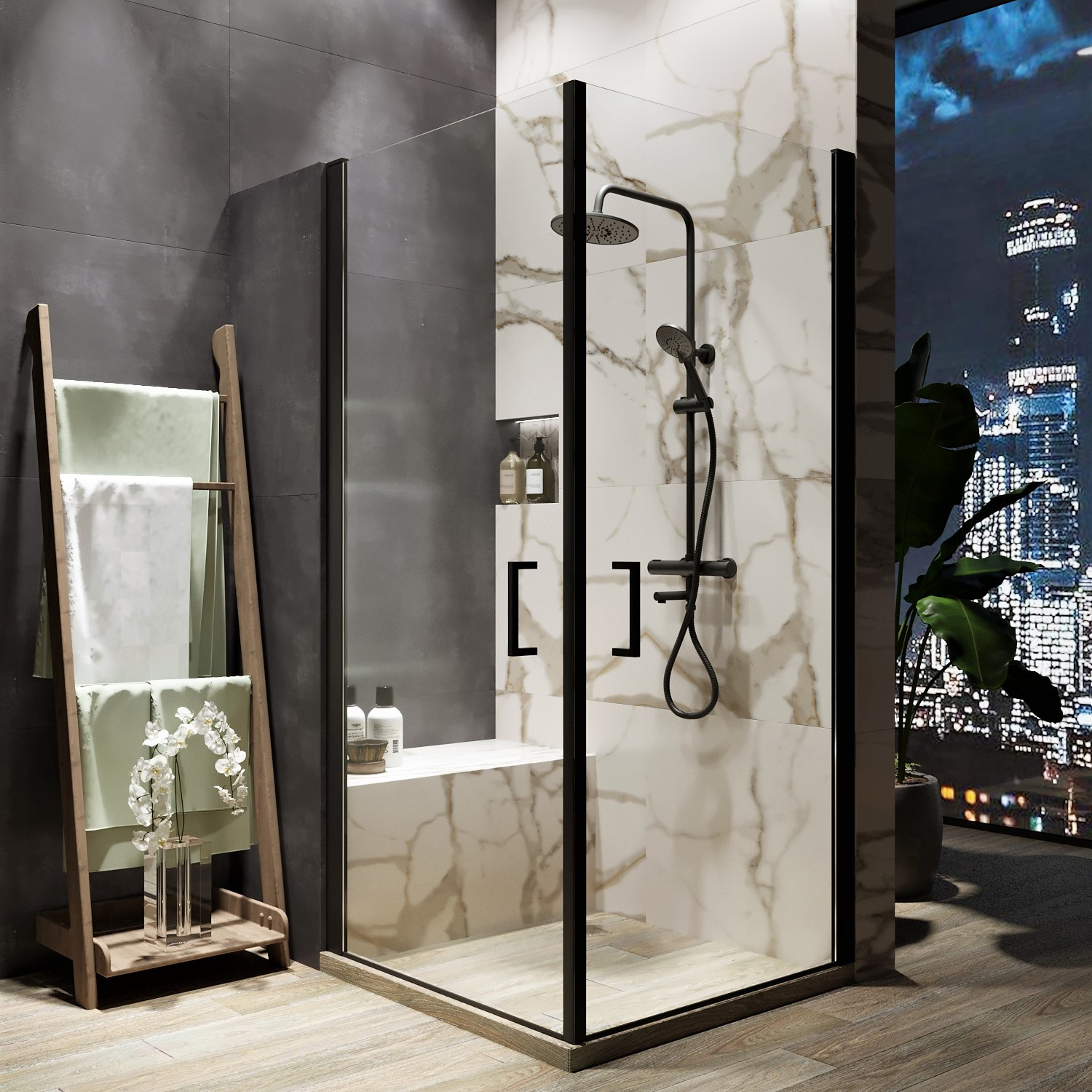 купить Душевой уголок DIWO Кострома 90х90 профиль черный