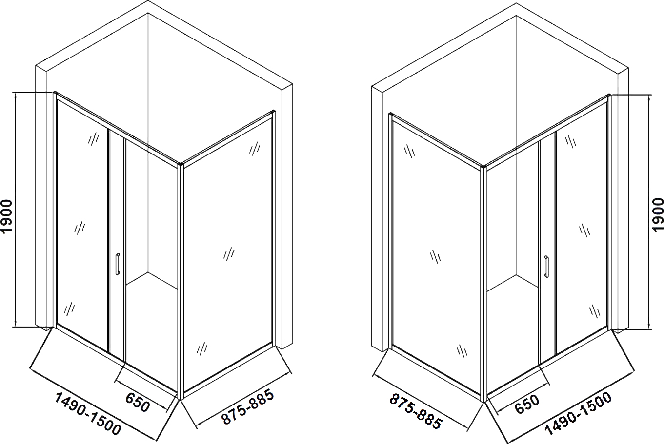 Душевой уголок DIWO Смоленск 150х90 см, профиль хром матовый купить в Тамбове
