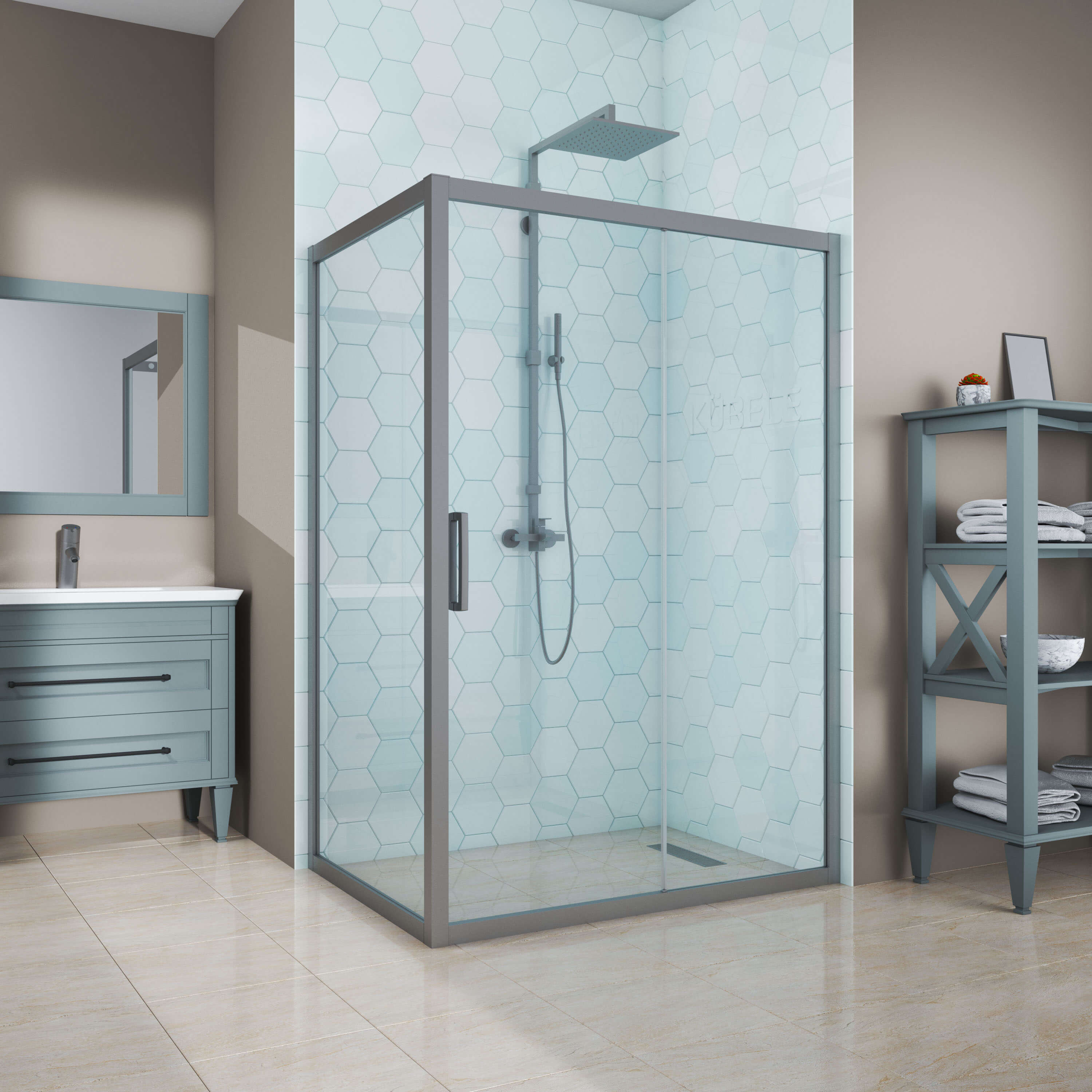 Душевой уголок Kubele DE019R-CLN-MT 160х100 см, профиль матовый хром