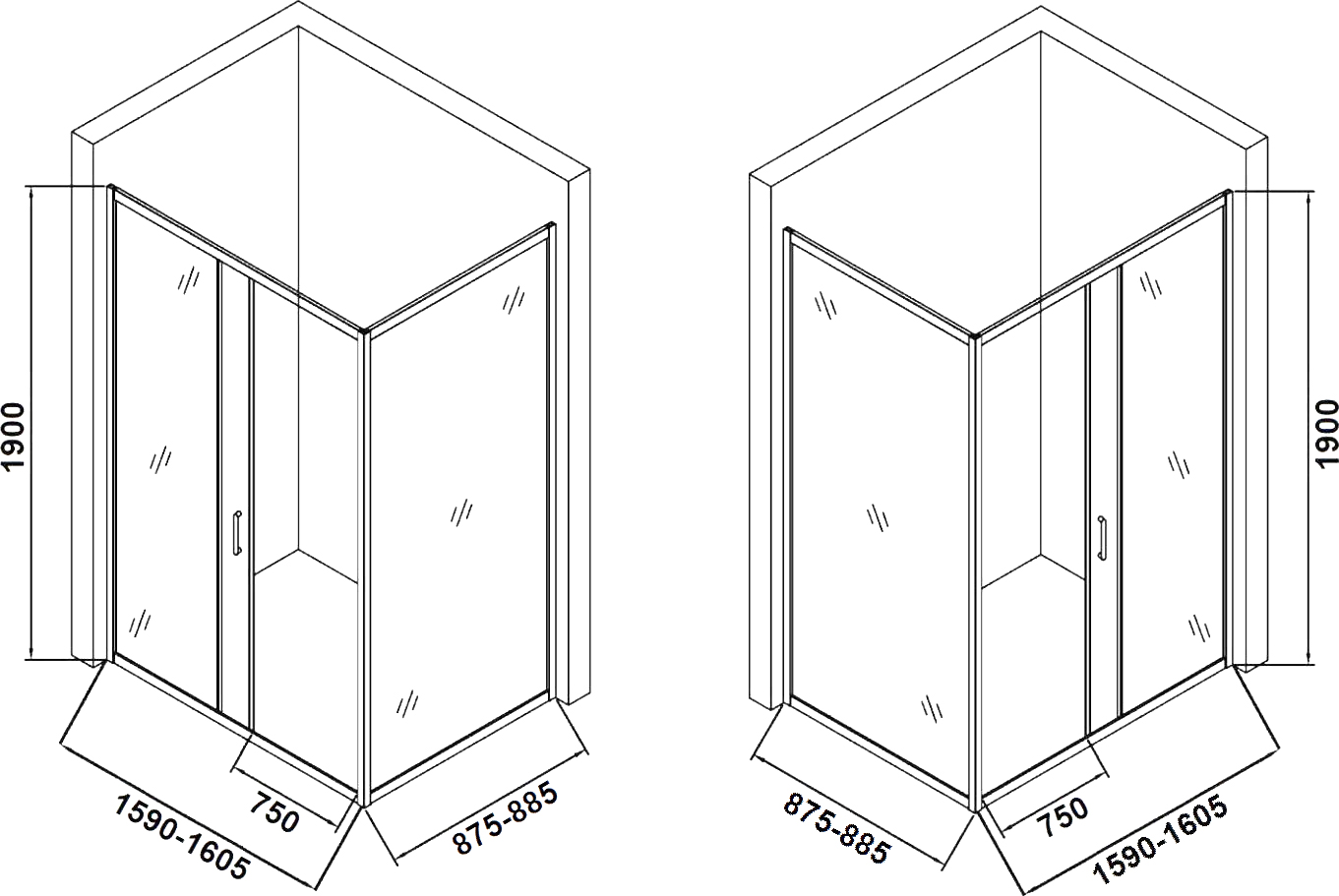 Душевой уголок DIWO Смоленск 160х90 см, профиль хром матовый купить в Тамбове