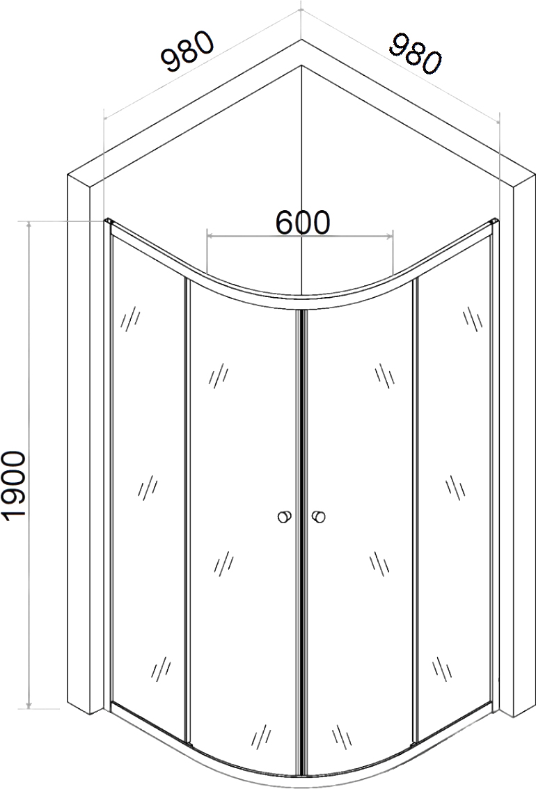 Душевой уголок DIWO Смоленск 100х100 профиль черный, с поддоном купить в Тамбове