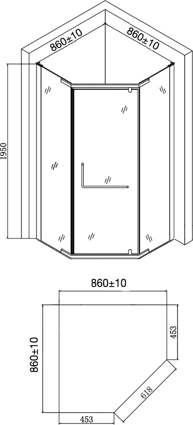 Душевой уголок DIWO Ростов 90х90 см профиль хром матовый, с поддоном купить в Тамбове