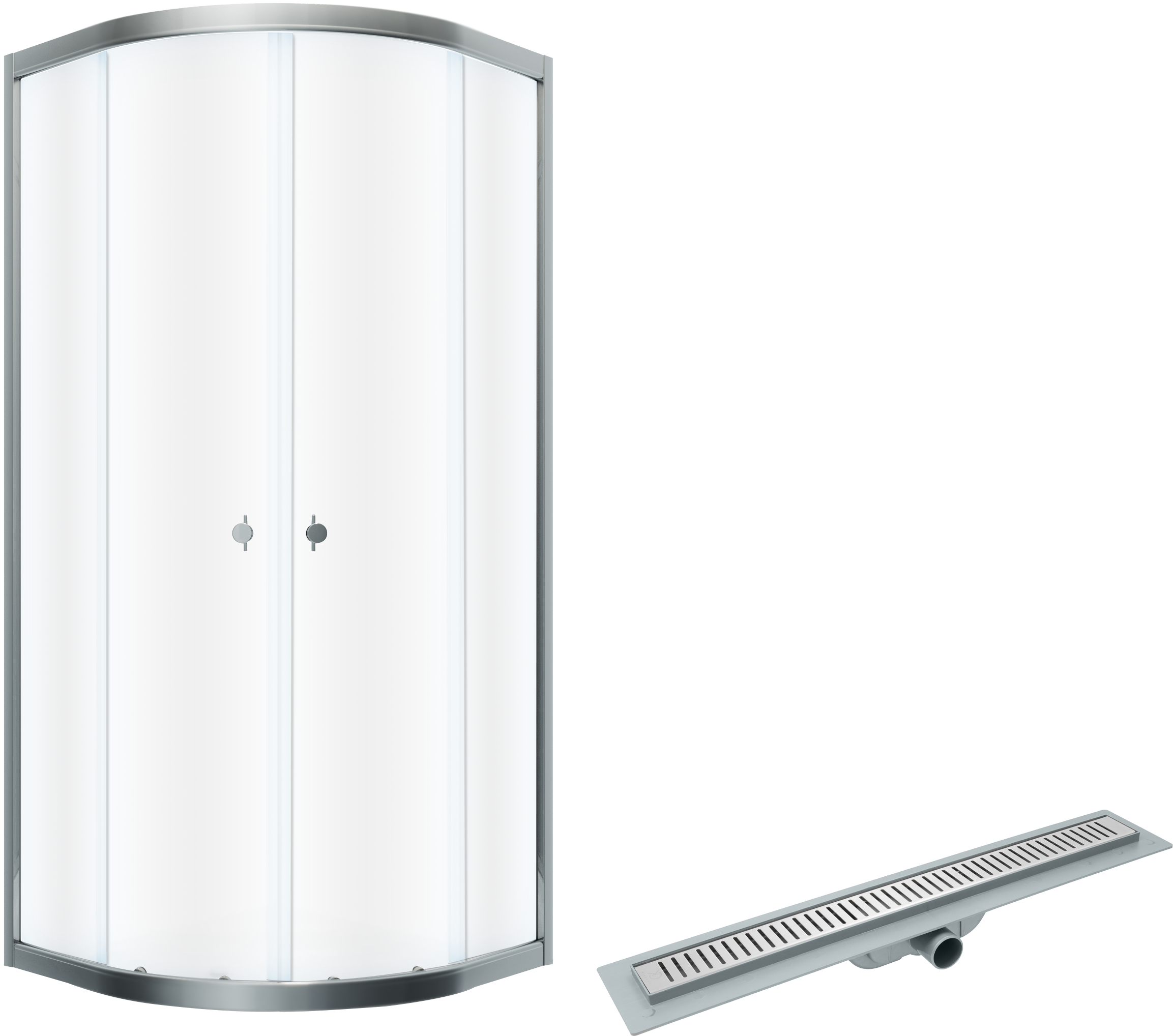 Комплект Душевой уголок DIWO Псков 90x90 профиль хром глянец + Лоток CK DRAIN AQPL10-60 Stick 60 см, с сухим затвором, из нержавеющей стали, с решеткой, прямоугольный