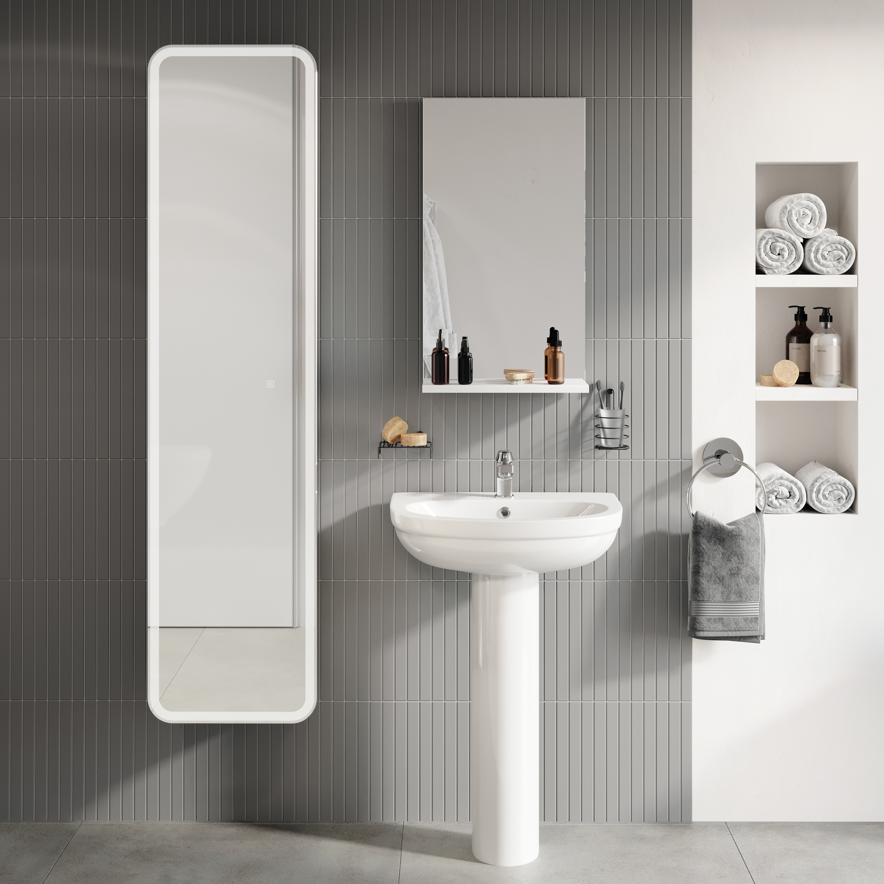 Комплект раковина с пьедесталом  Раковина DIWO Коломна 0110 P + Сифон для раковины Wirquin Минор с отводом для стиральной машины P + Пьедестал для рак