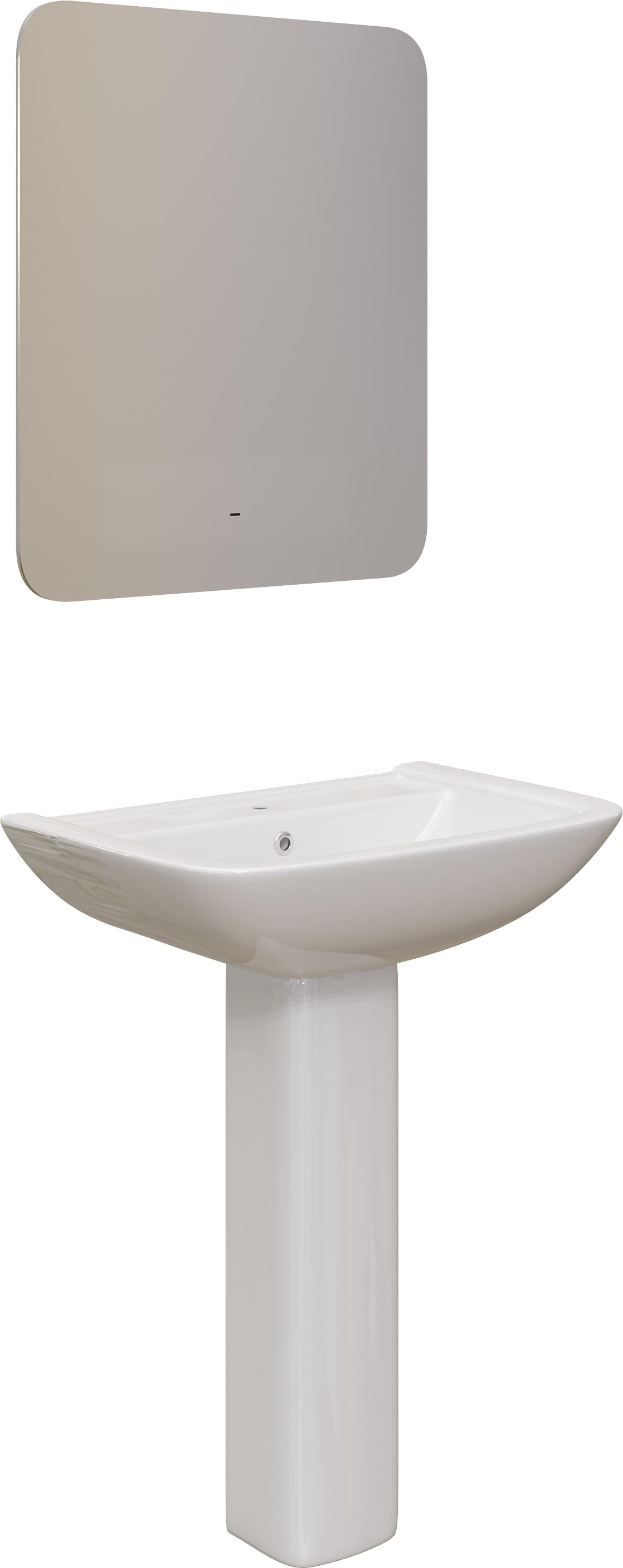 Комплект Раковина DIWO Ярославль 63 см, подвесная, фаянсовая, белая + Сифон Wirquin Минор 30718052 + Пьедестал 70 см, квадратный, фаянсовый, белый + Зеркало Кострома 60 с подсветкой купить в Тамбове