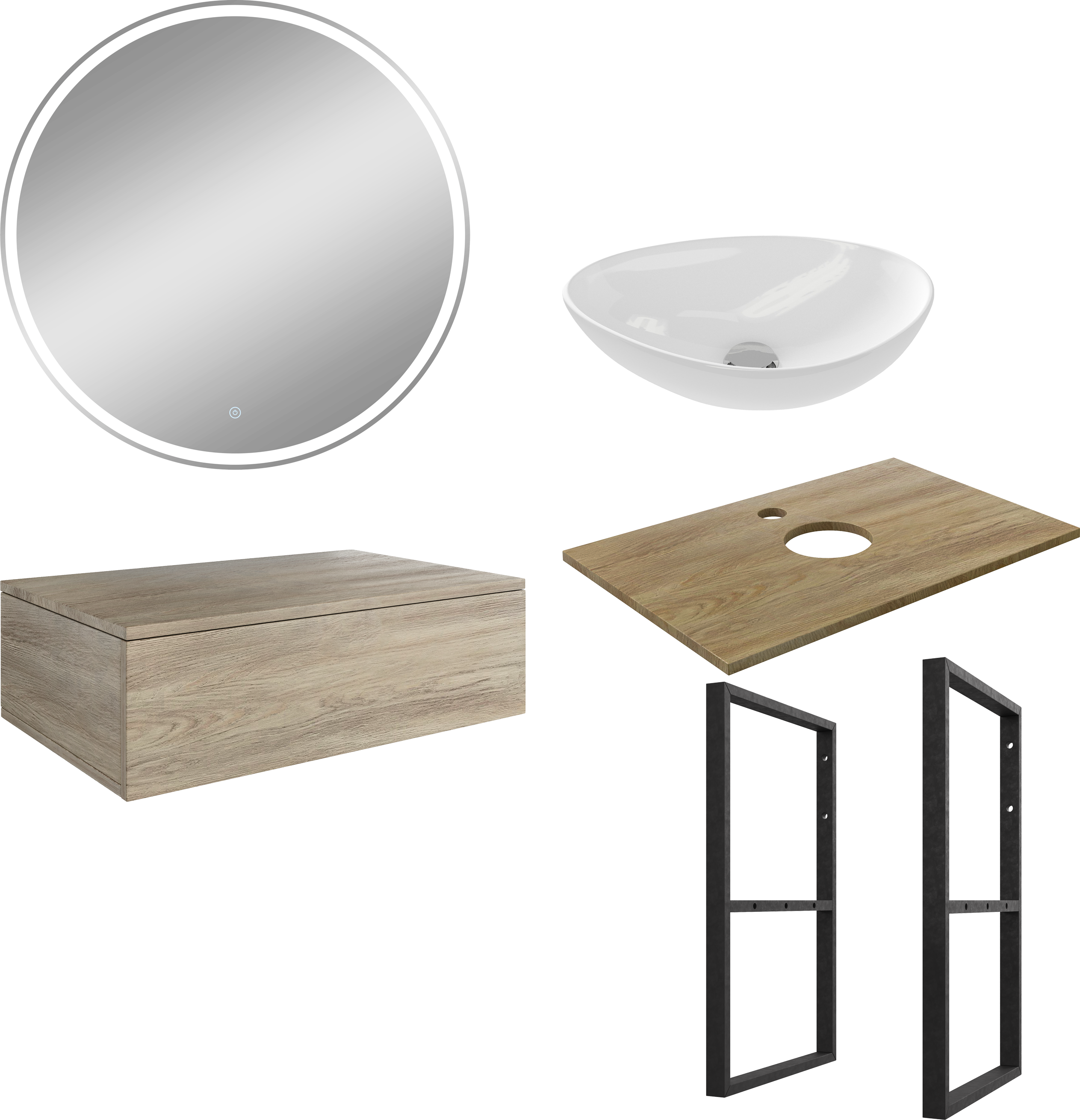 Мебель для ванной комнаты DIWO Элиста 80 светлое дерево со столешницей светлое дерево, раковина Moduo 55 Leaf