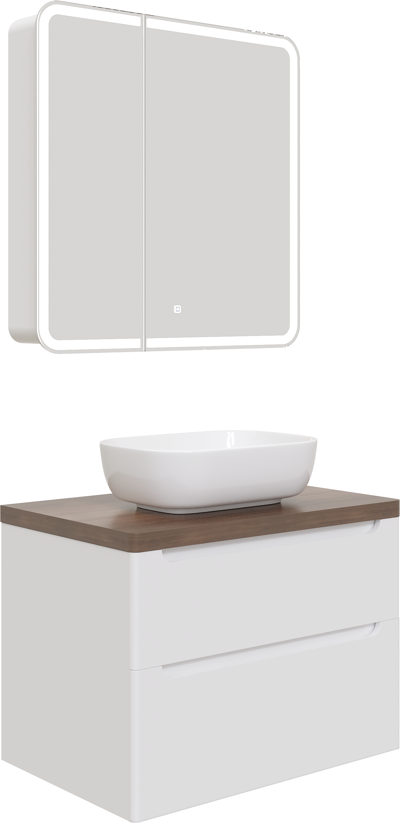 Мебель для ванной комнаты STWORKI Берген 80 белая с темной столешницей, раковина Moduo 50 Square