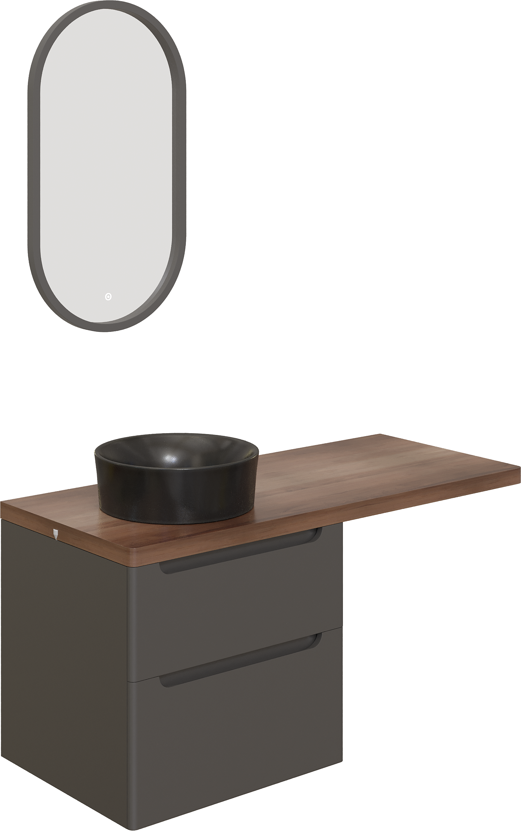 Мебель для ванной комнаты STWORKI Берген 60 серая с темной столешницей 122, с раковиной на выбор