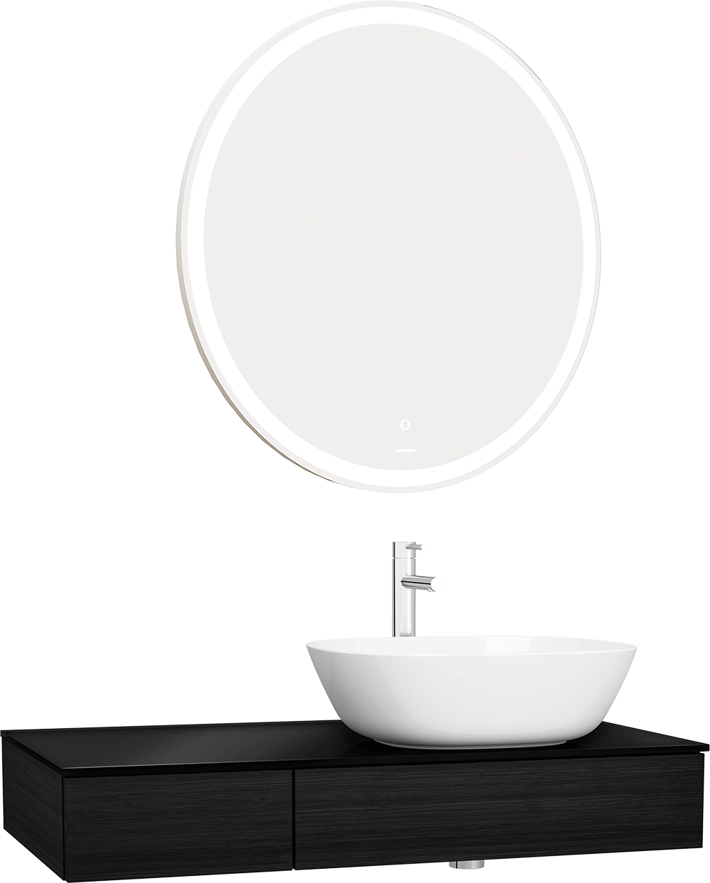 Мебель для ванной VitrA Origin 90 R, черный дуб, столешница черная