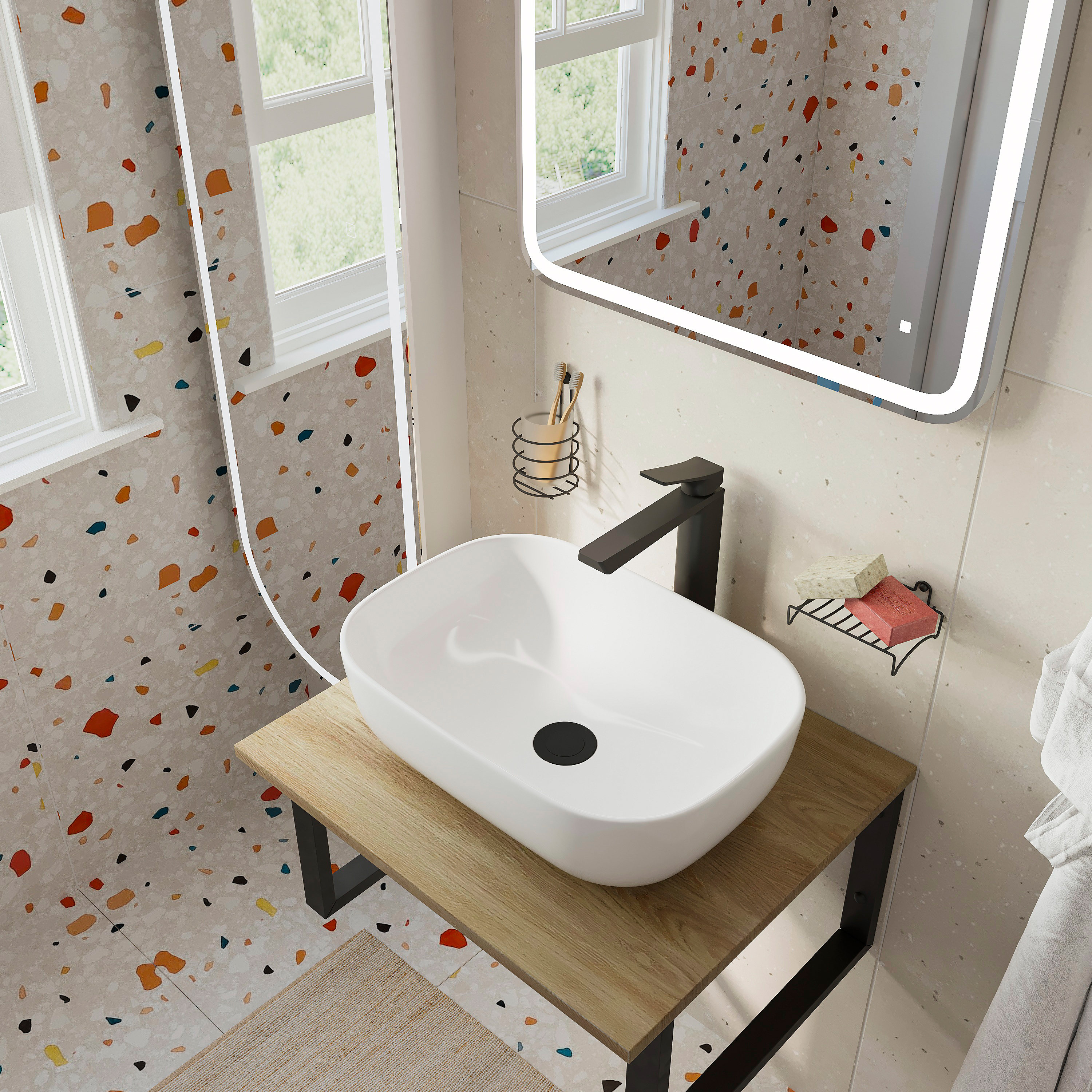 Мебель для ванной комнаты DIWO Элиста 60 светлое дерево, с раковиной Moduo 50 Square купить в Тамбове