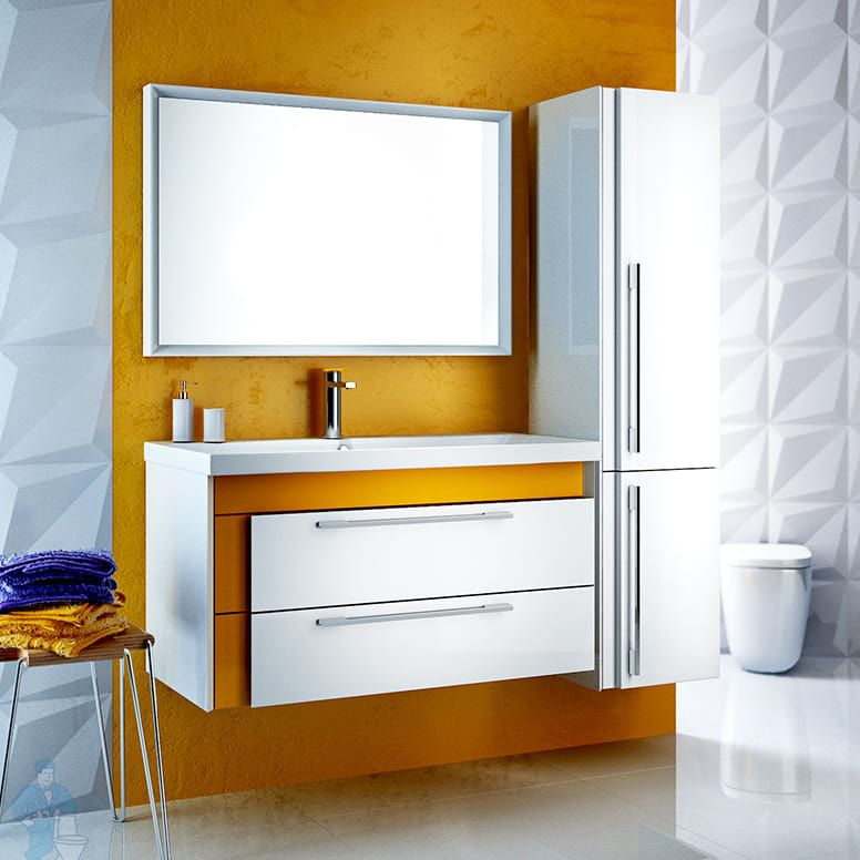 Мебель для ванной IDDIS Color Plus 90 белая, горчичная
