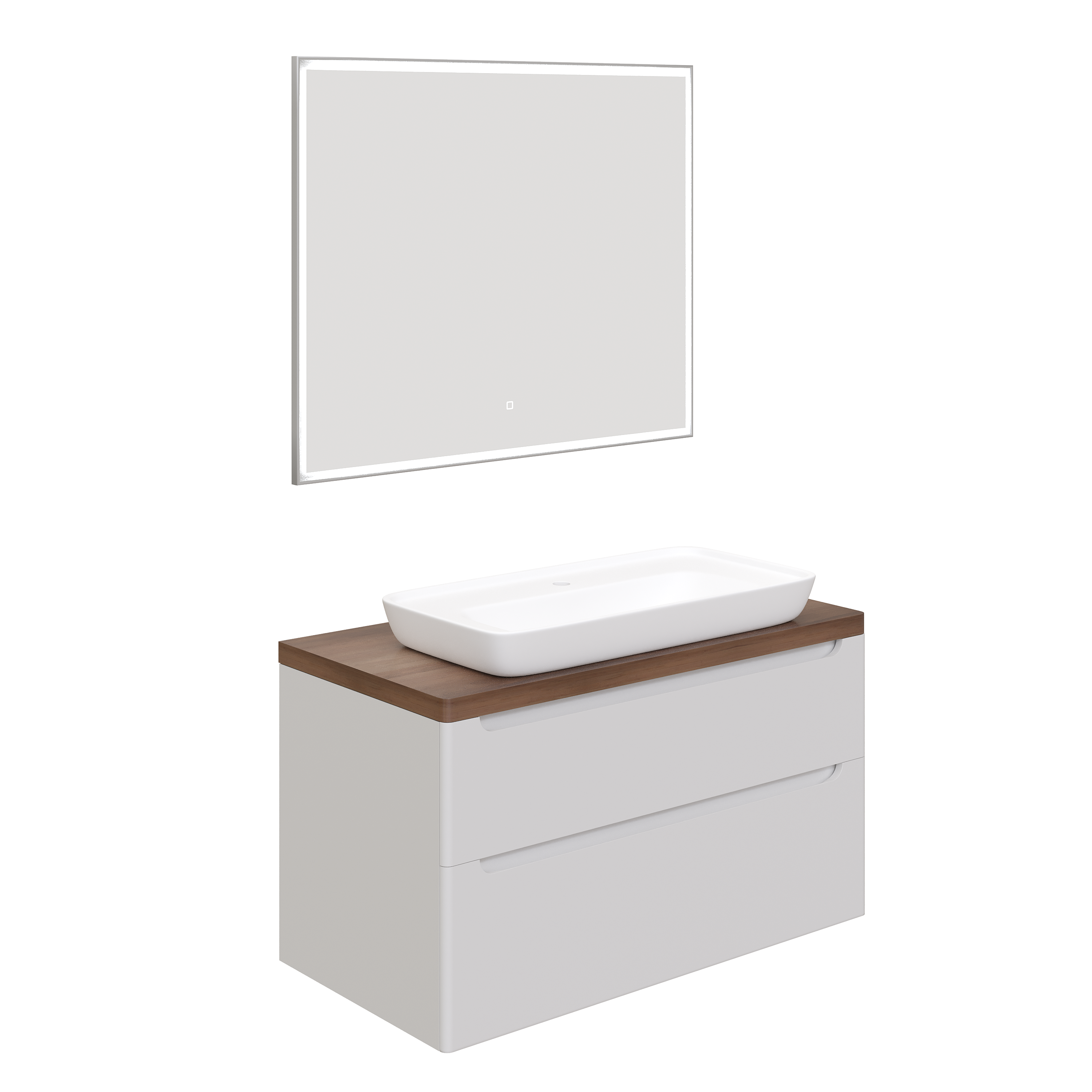 Мебель для ванной комнаты STWORKI Берген 100 белая с темной столешницей, с раковиной Углич 0117