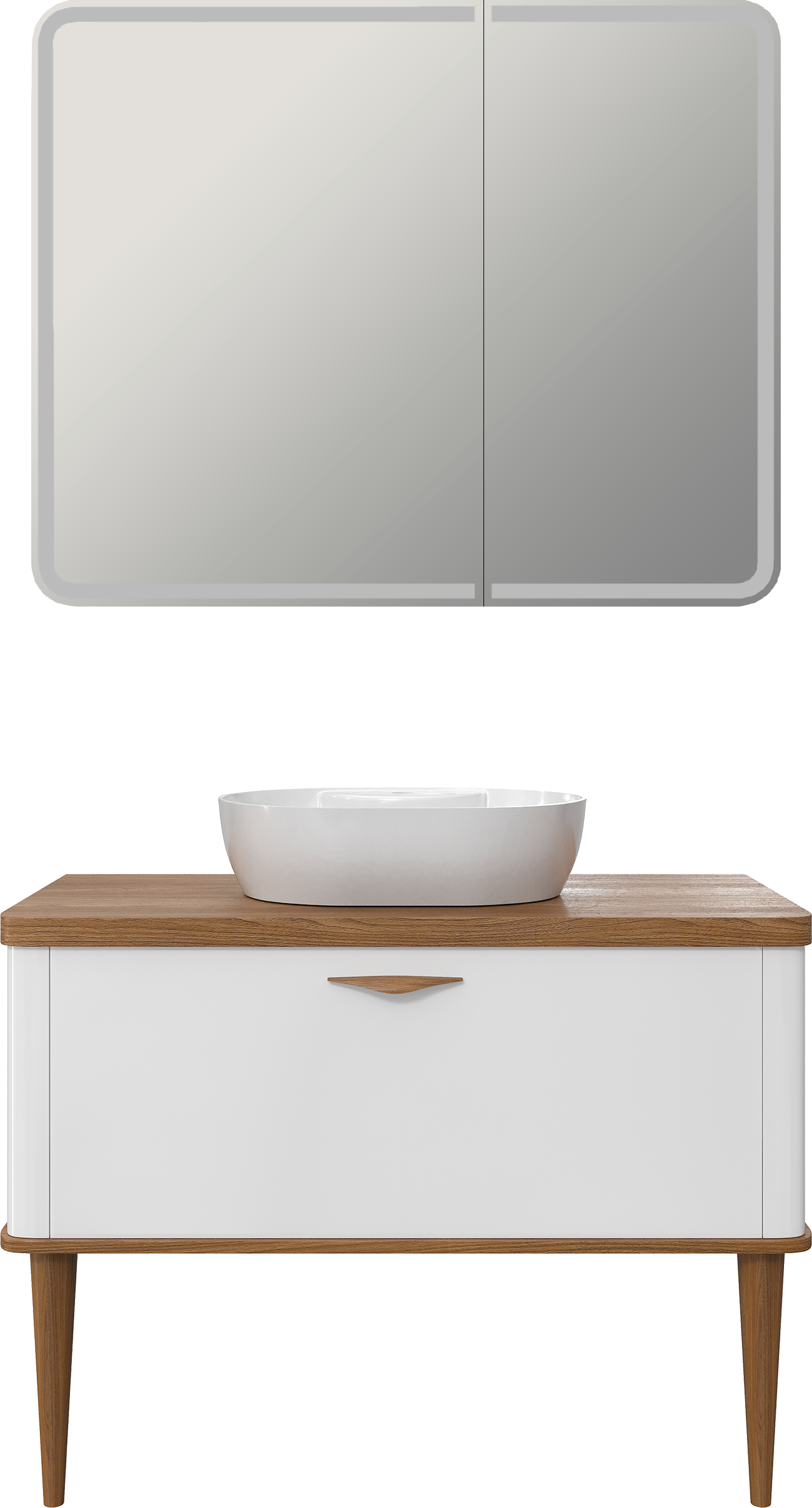 Мебель для ванной комнаты VOQ Maestro 100, ultra white&natural walnut