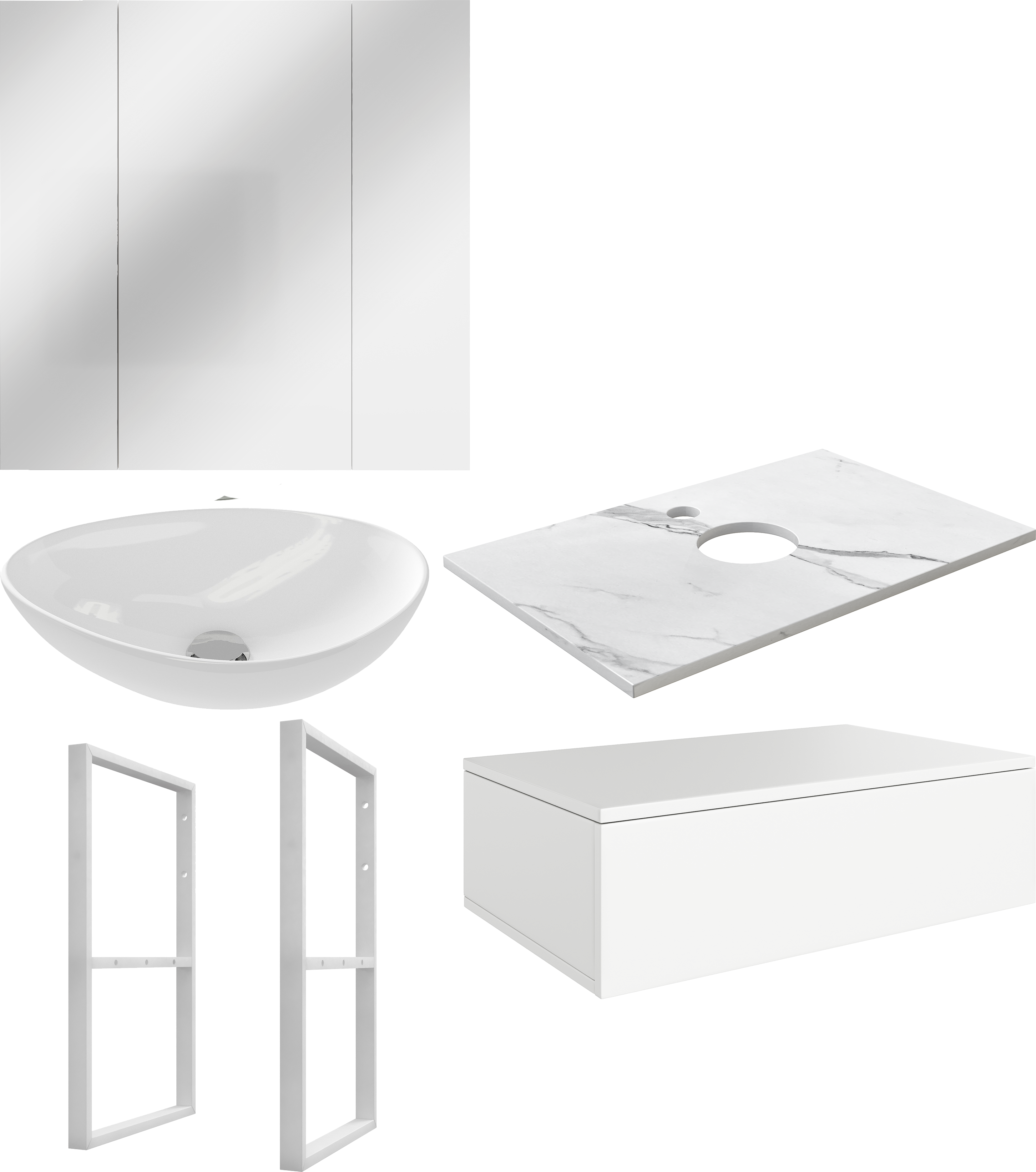 Мебель для ванной комнаты DIWO Элиста 80 столешница белый мрамор, раковина Moduo 55 Leaf