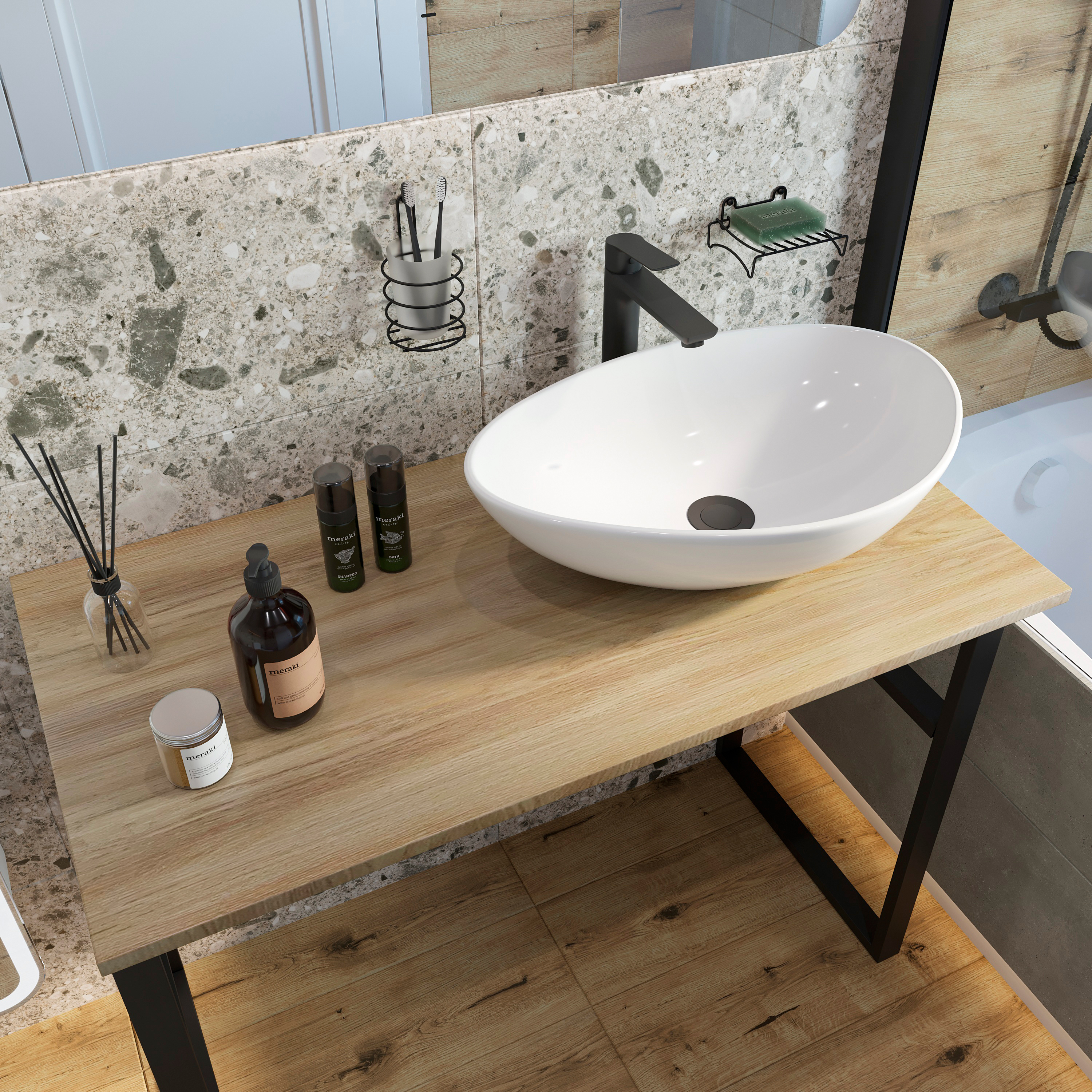 Мебель для ванной комнаты DIWO Элиста 100 светлое дерево, с раковиной Moduo 55 Leaf (комплект, гарнитур) купить в Тамбове