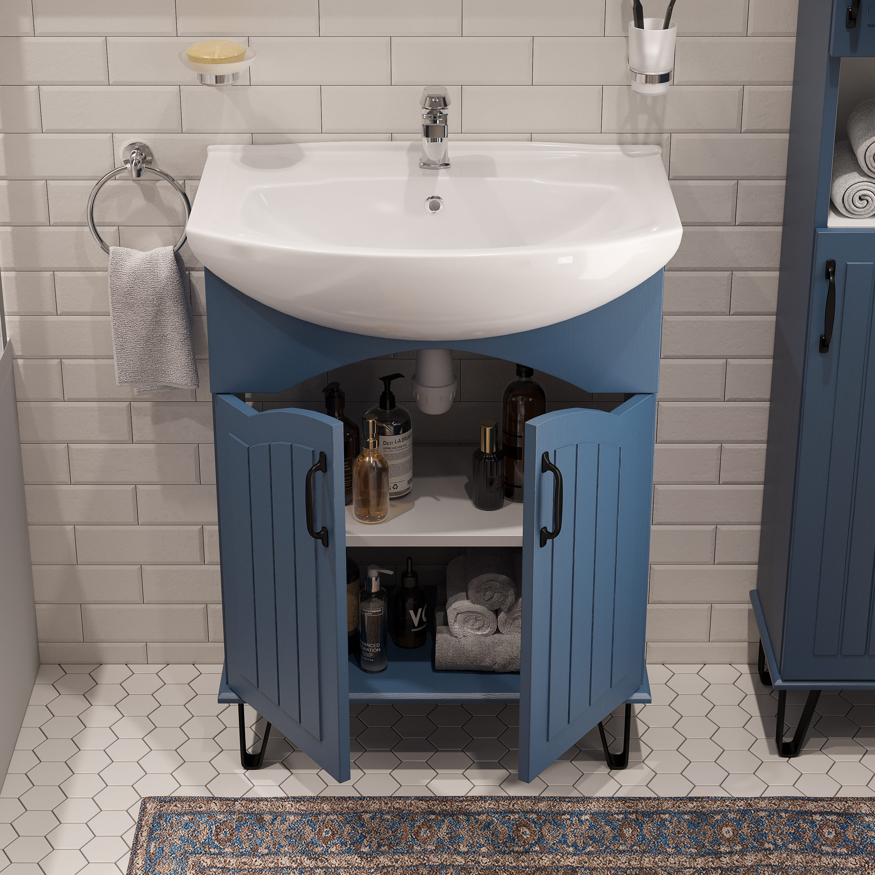 Мебель для ванной комнаты DIWO Сочи 65 синяя купить в Тамбове