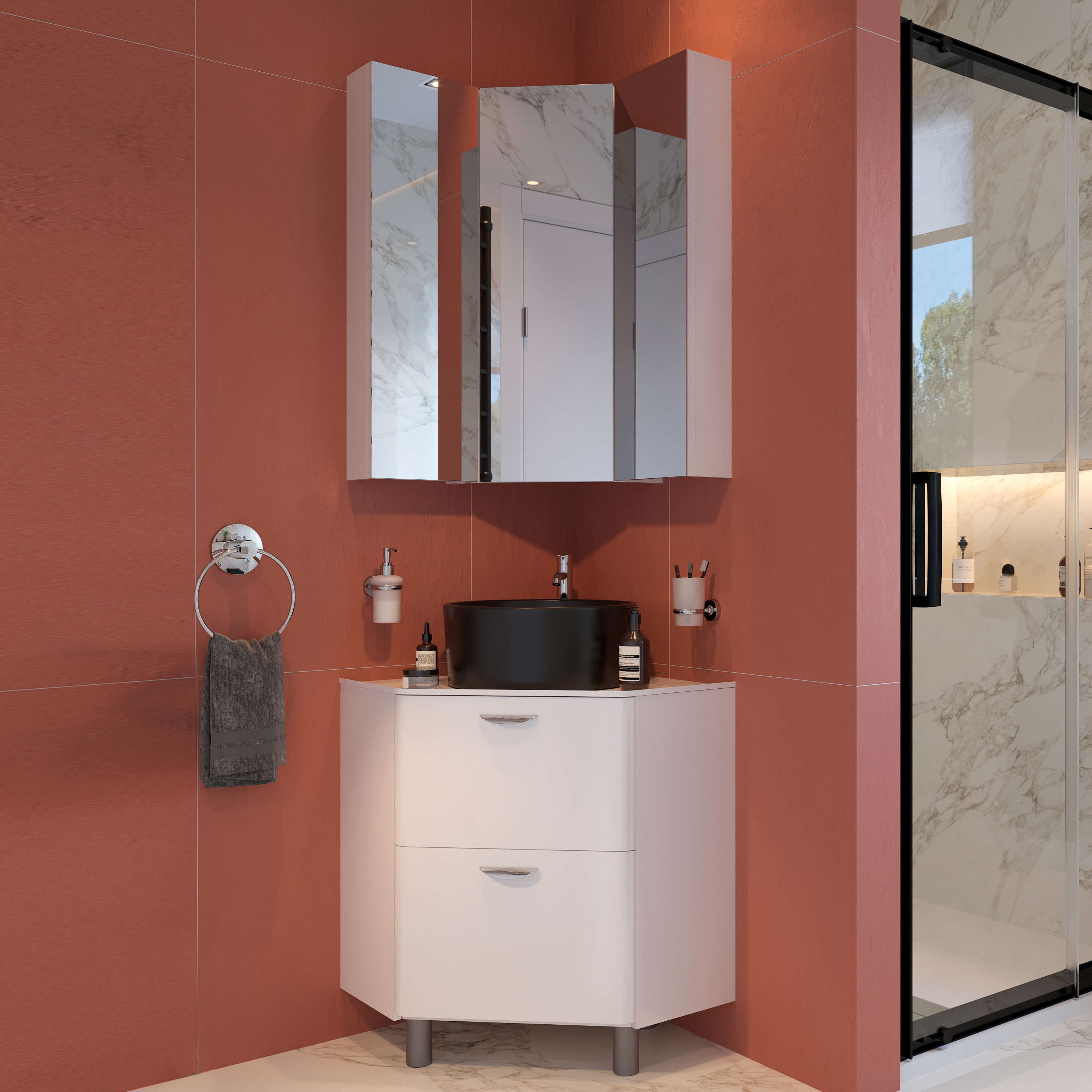 Мебель для ванной комнаты STWORKI Лунд 60, белая, с раковиной на выбор