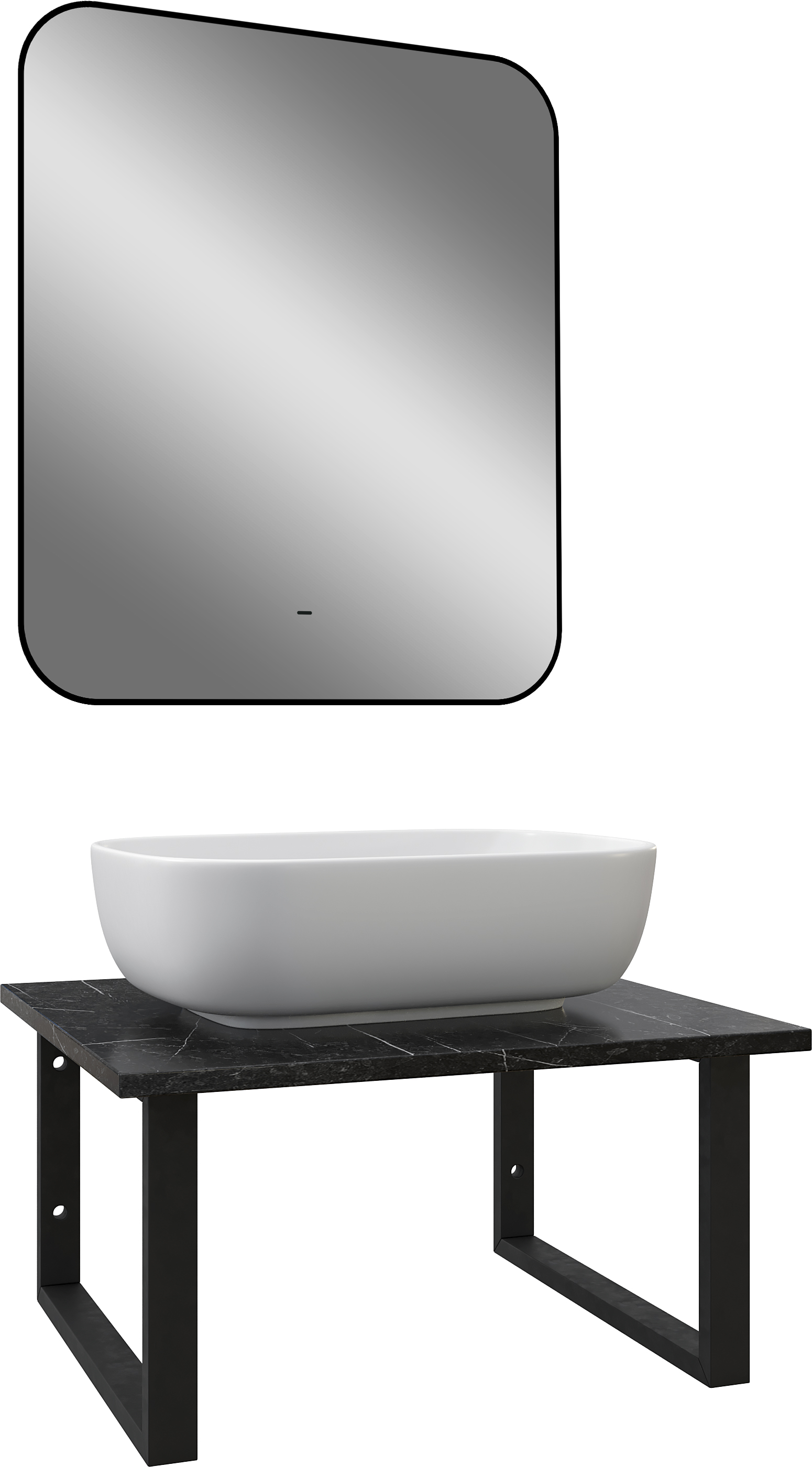 Мебель для ванной комнаты DIWO Элиста 60 чёрный мрамор, с раковиной Moduo 50 Square в стиле лофт, подвесная (гарнитур, комплект) купить в Тамбове