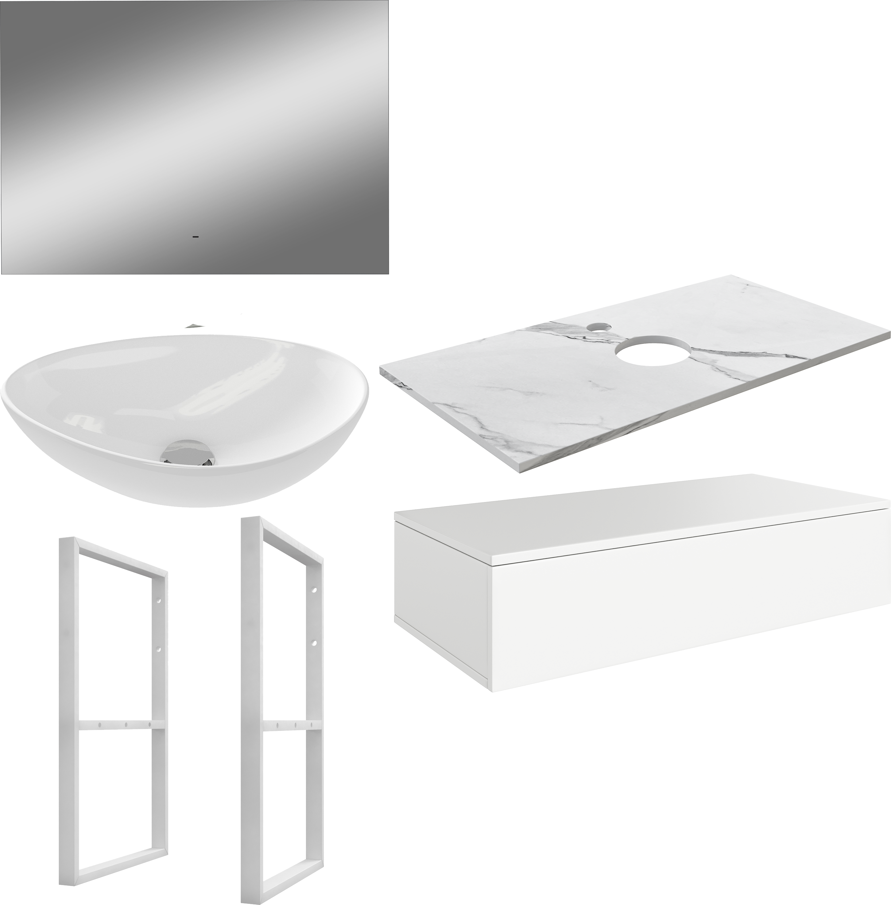 Мебель для ванной комнаты DIWO Элиста 100 белая с раковиной Moduo 55 Leaf