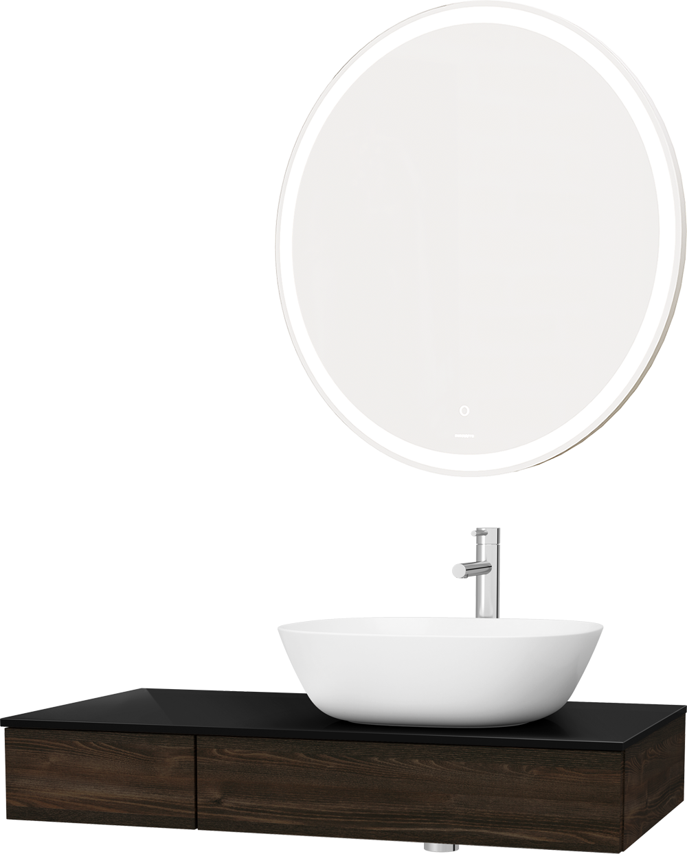 Мебель для ванной VitrA Origin 90 R, темный вяз, столешница черная