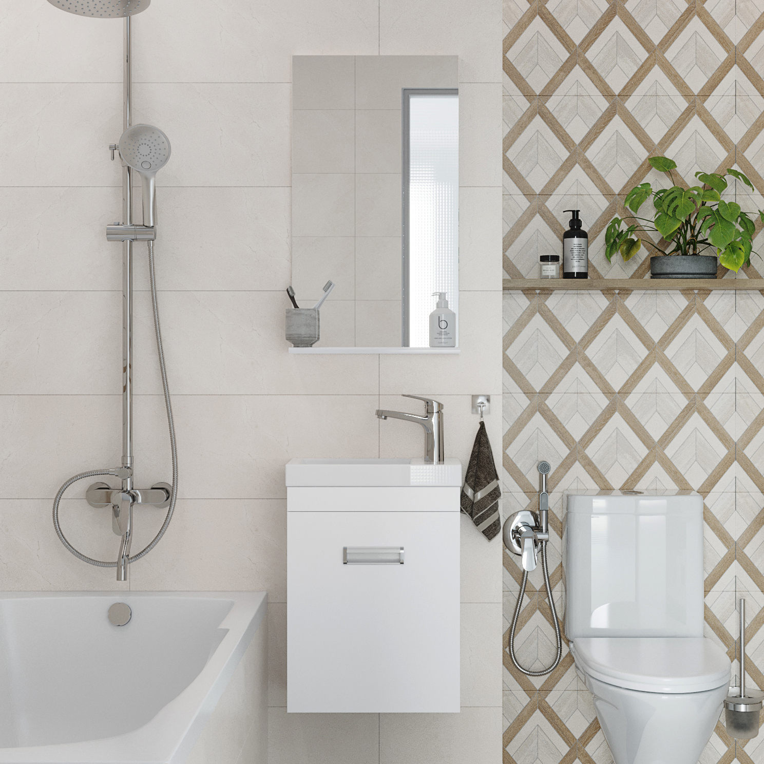 Мебель для ванной комнаты DIWO Псков 40 , белая, в современном стиле, подвесная (комплект, гарнитур)