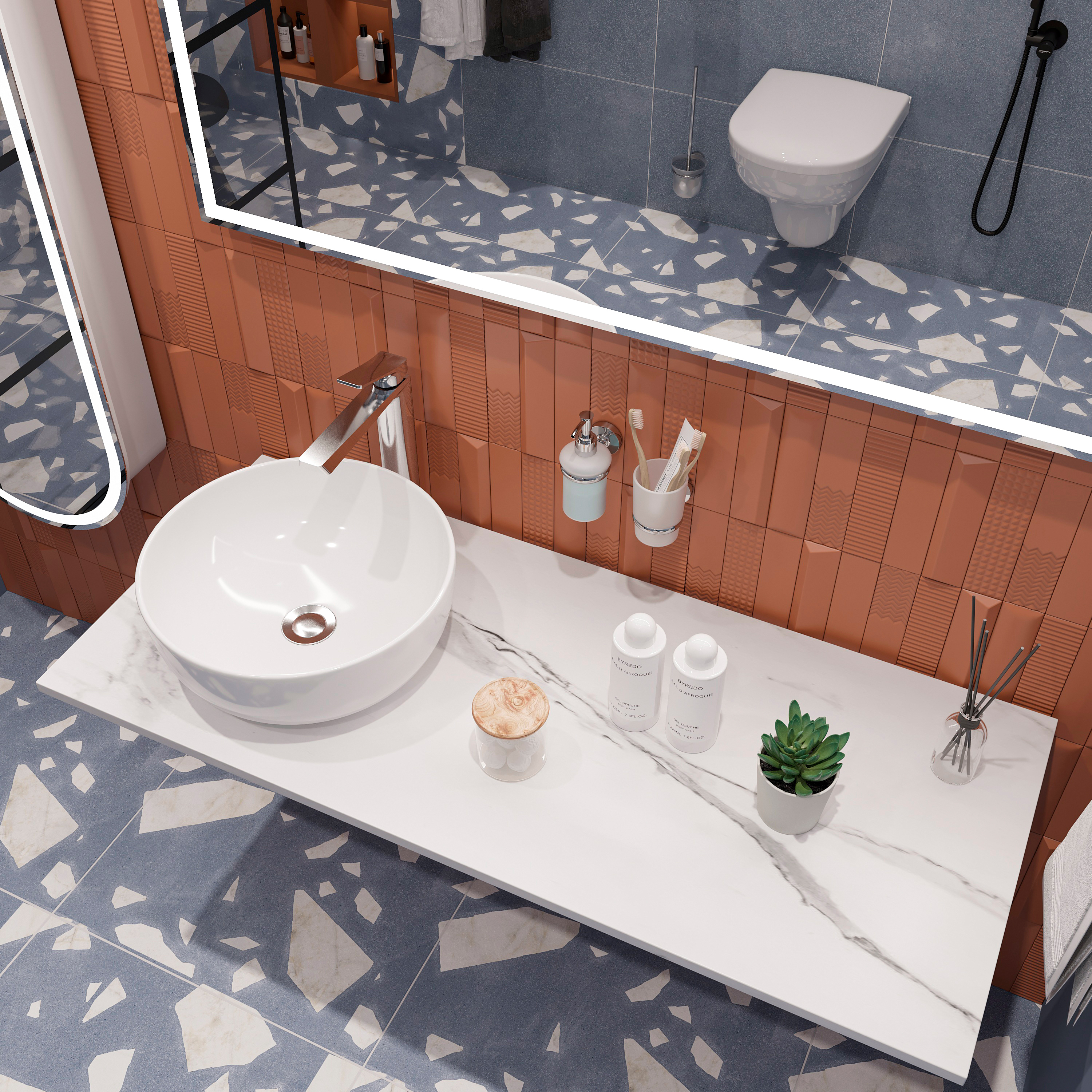 Мебель для ванной комнаты DIWO Элиста 120 белый мрамор, с раковиной Moduo 40 RING купить в Тамбове