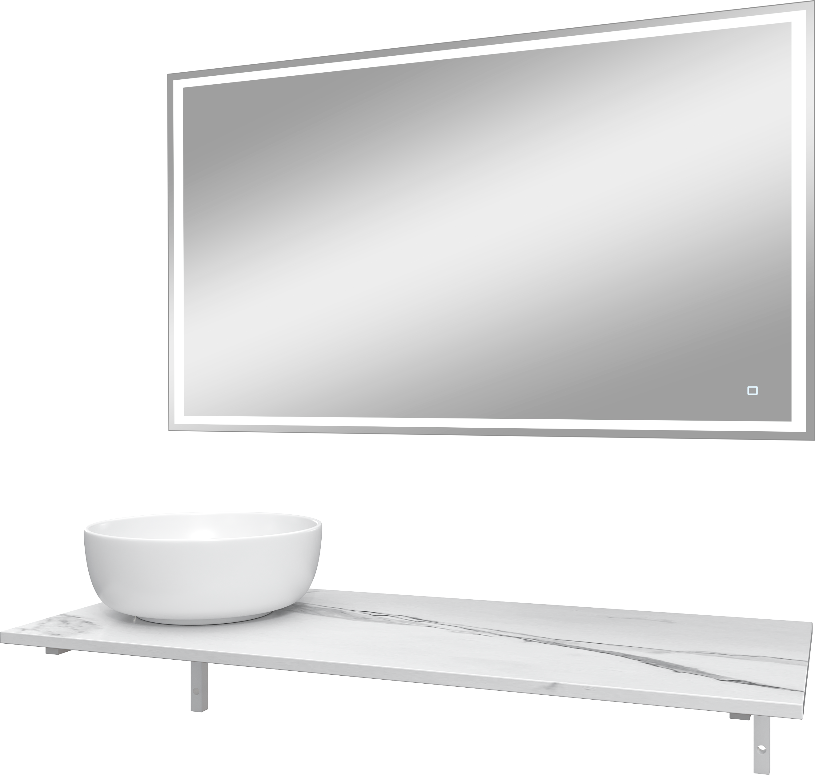 Мебель для ванной комнаты DIWO Элиста 120 белый мрамор, с раковиной Moduo 40 RING