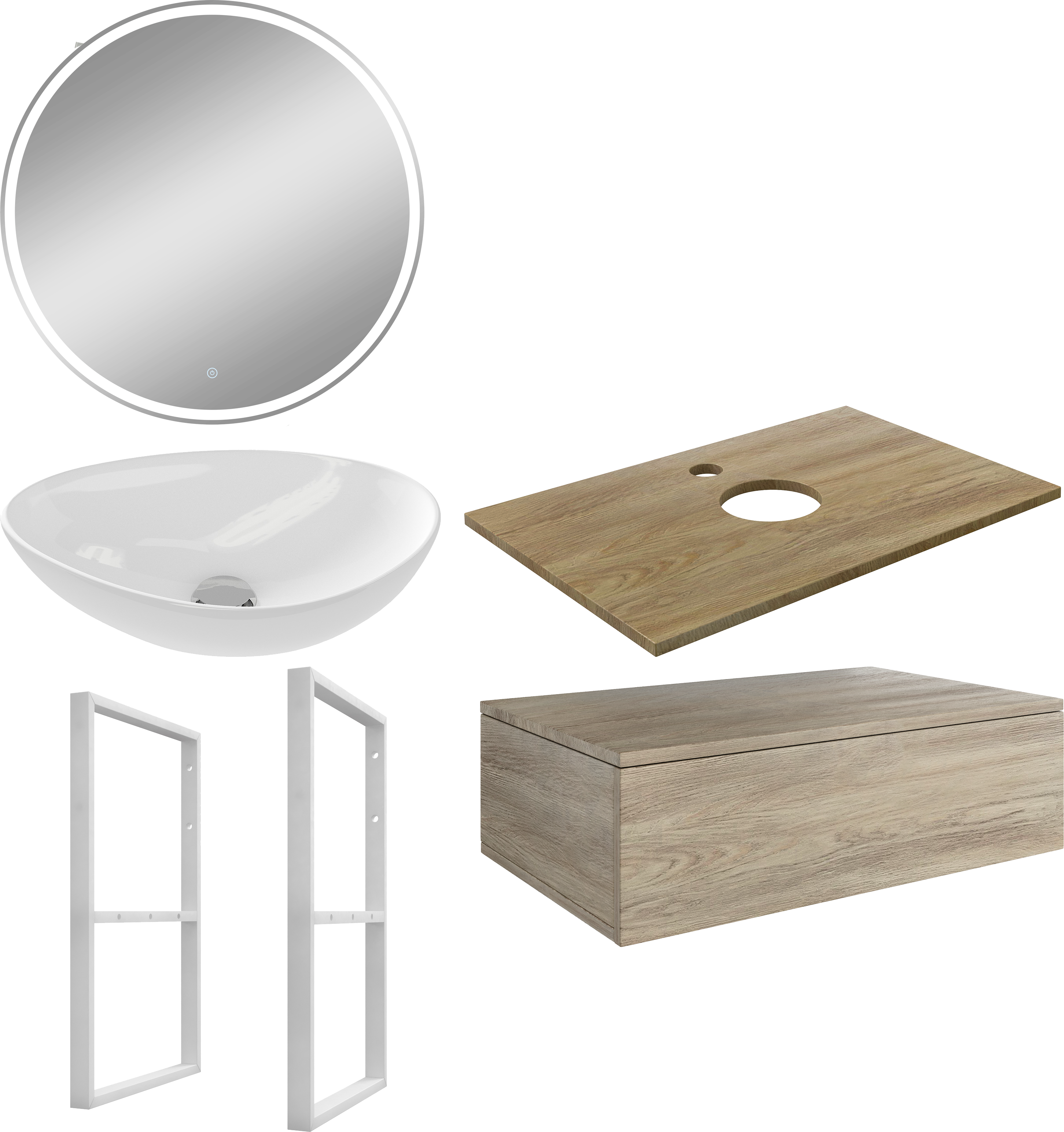 Мебель для ванной комнаты DIWO Элиста 80 светлое дерево с раковиной Moduo 55 Leaf