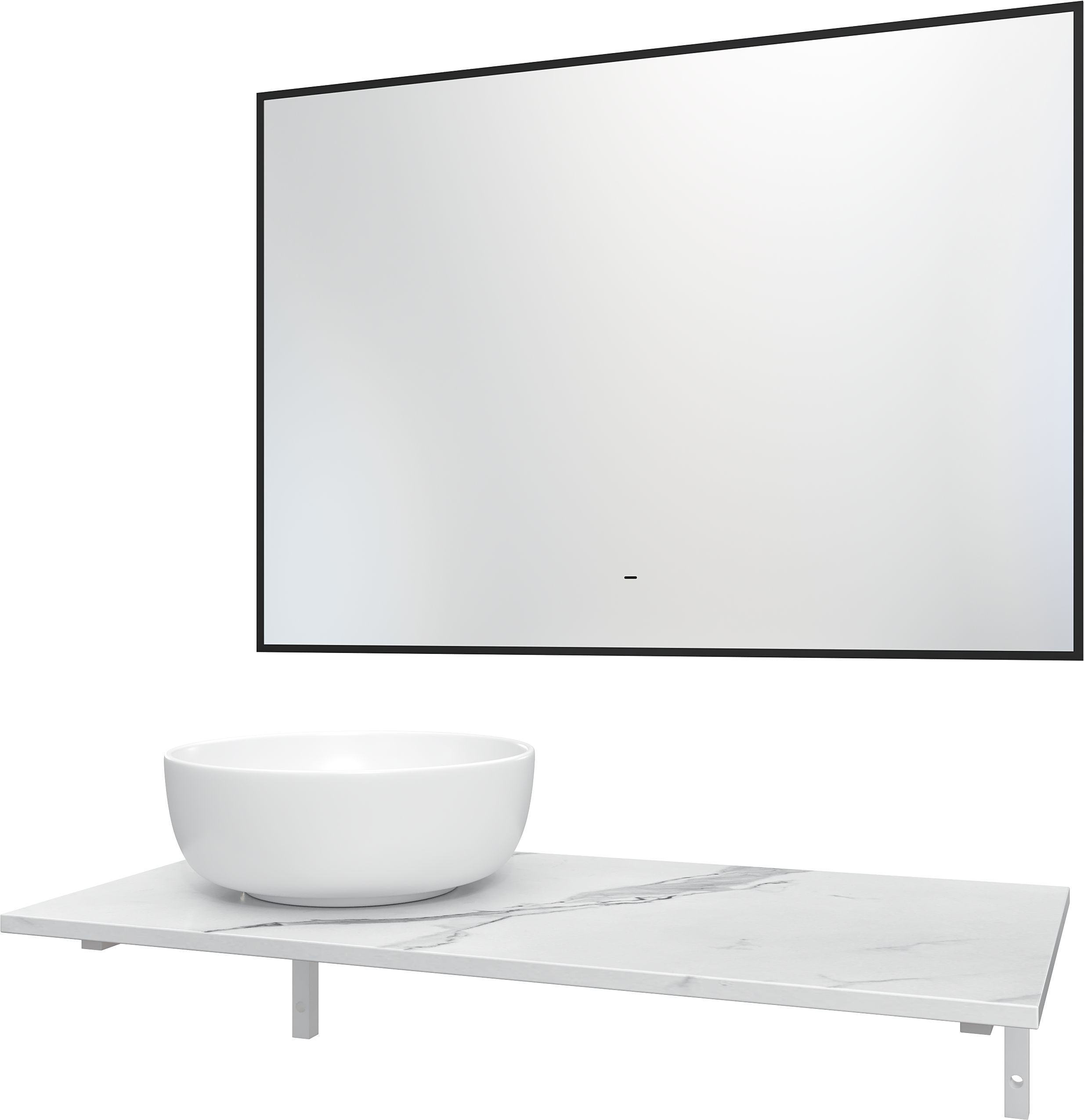 Мебель для ванной комнаты DIWO Элиста 100 белый мрамор, с раковиной Moduo 40 RING