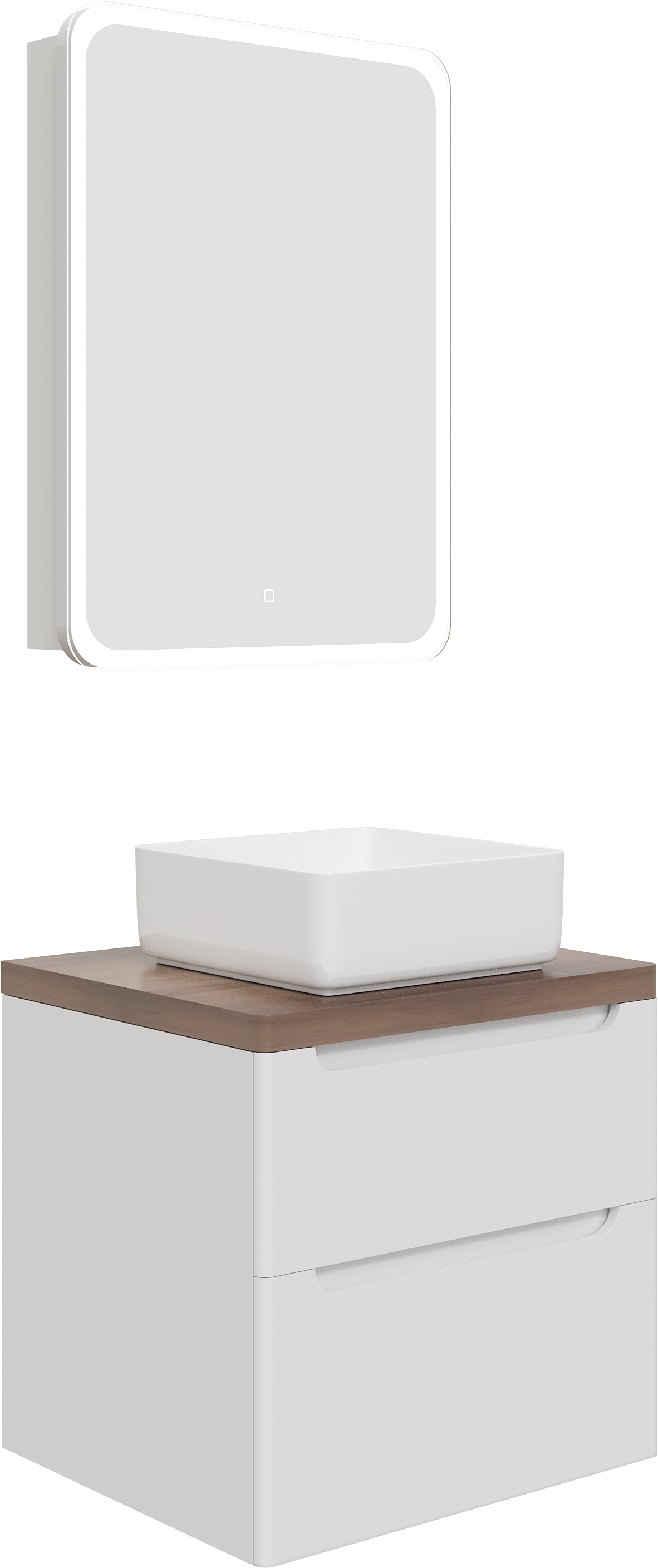 Мебель для ванной комнаты STWORKI Берген 60 белая с темной столешницей, раковина City 1