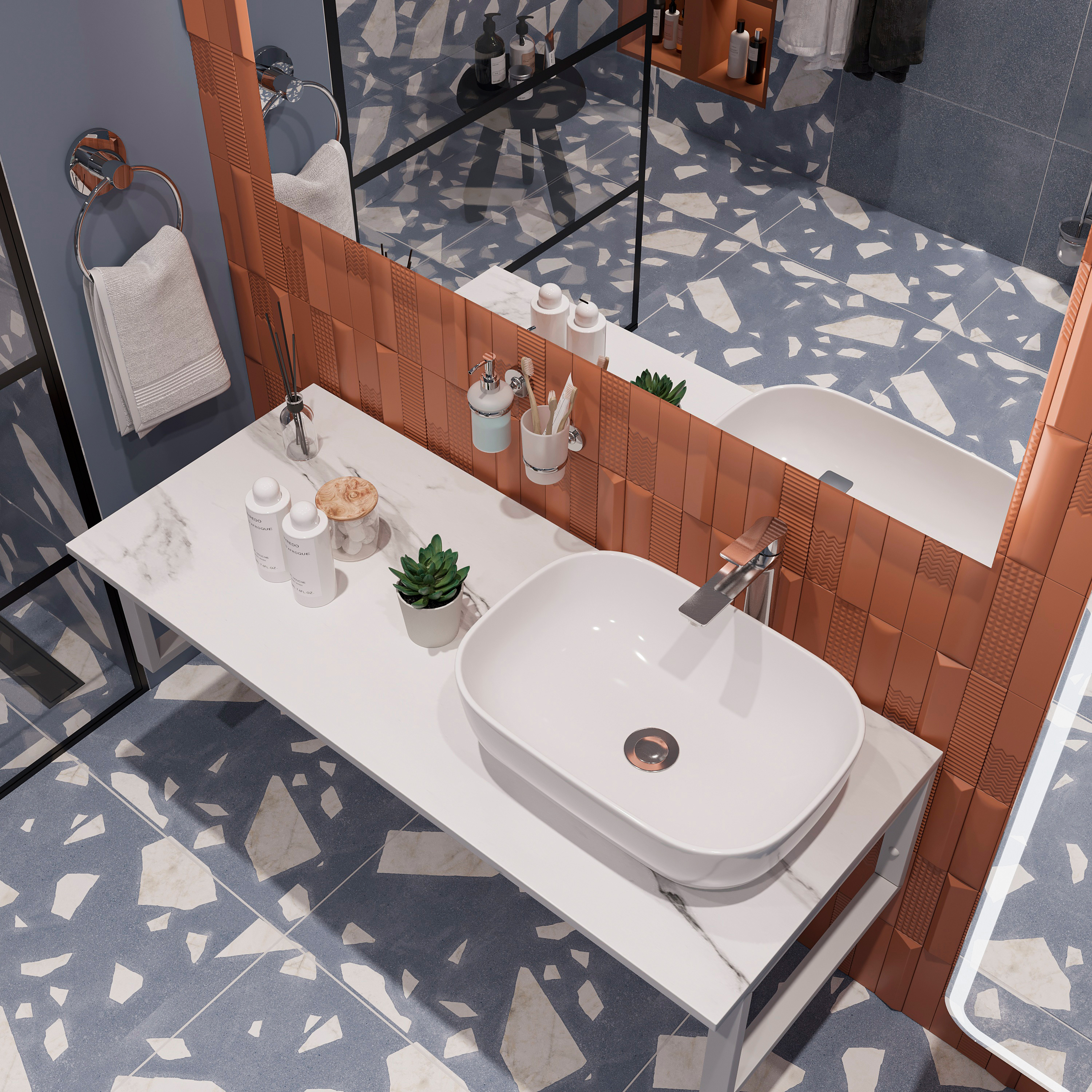 Мебель для ванной комнаты DIWO Элиста 120 белый мрамор, с раковиной Moduo 50 Square купить в Тамбове