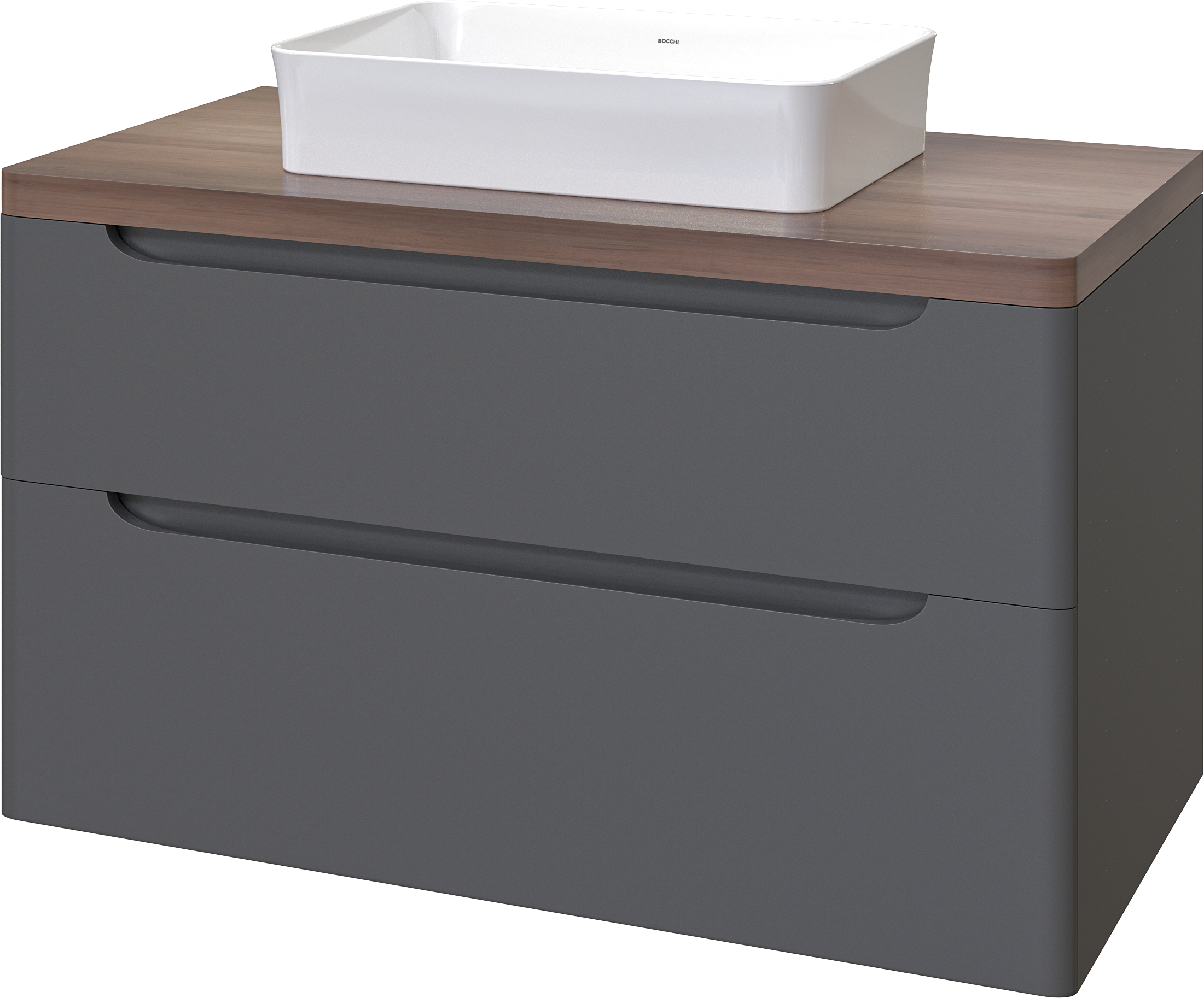 Мебель для ванной комнаты STWORKI Берген 100 серая с темной столешницей, раковина Bocchi Sottile 1476-001-0125 купить в Тамбове