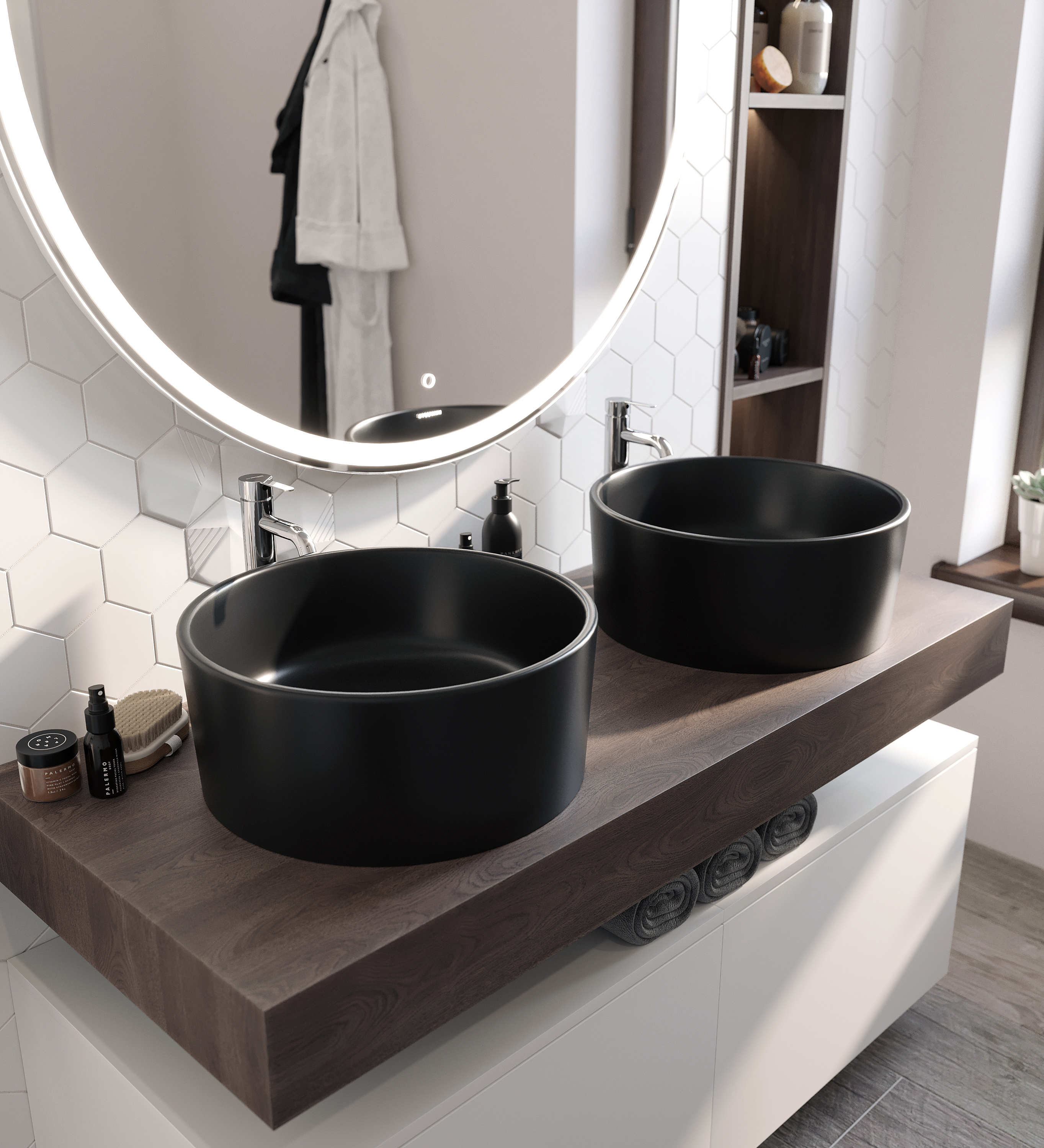 Накладная раковина BOCCHI Vessel 1174-004-0125 38 матовая черная, круглая купить в Тамбове