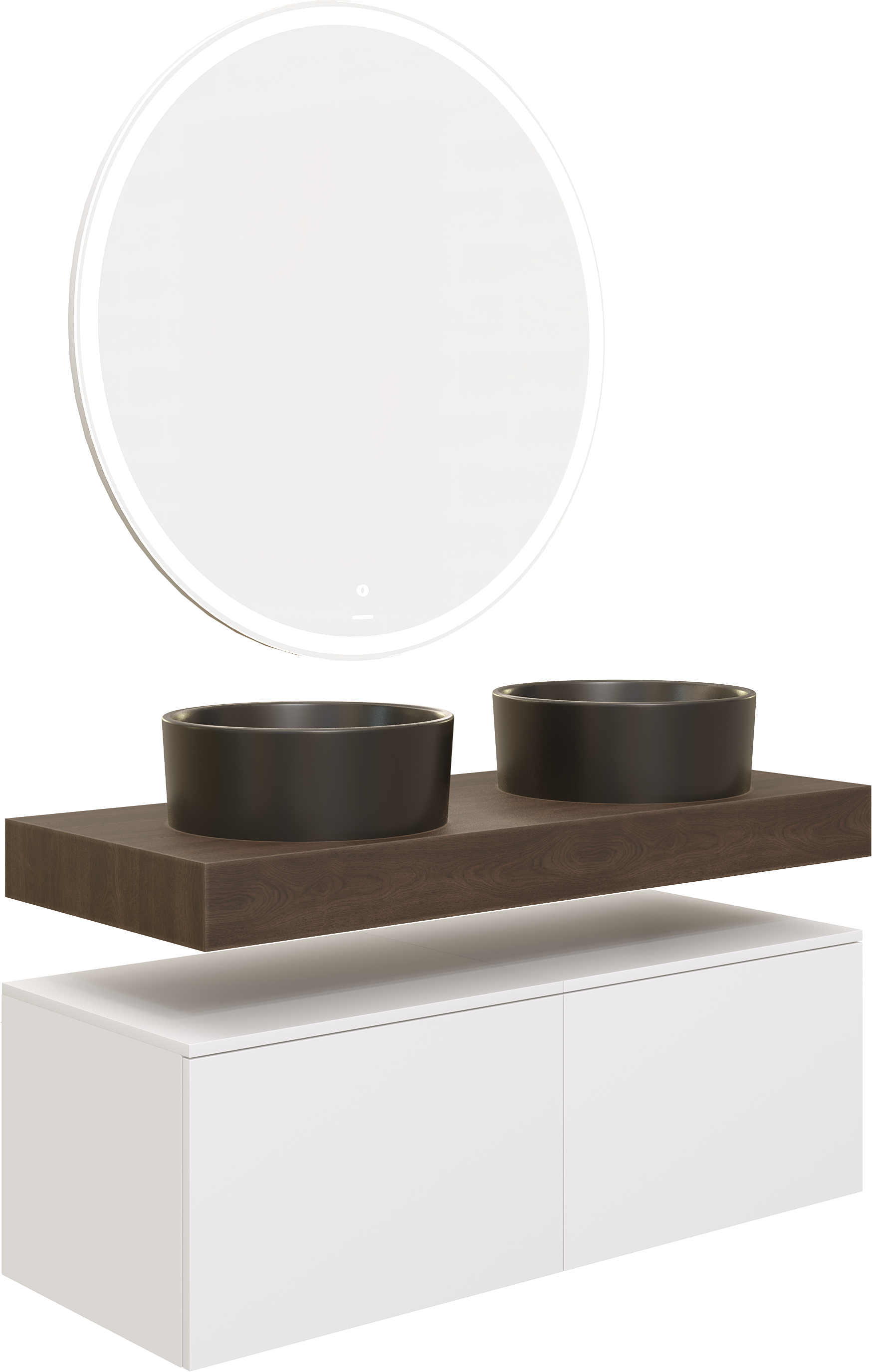 Мебель для ванной комнаты STWORKI Ольборг 120 столешница дуб карпентер, без отверстий, 2 тумбы 60 + 2 раковины