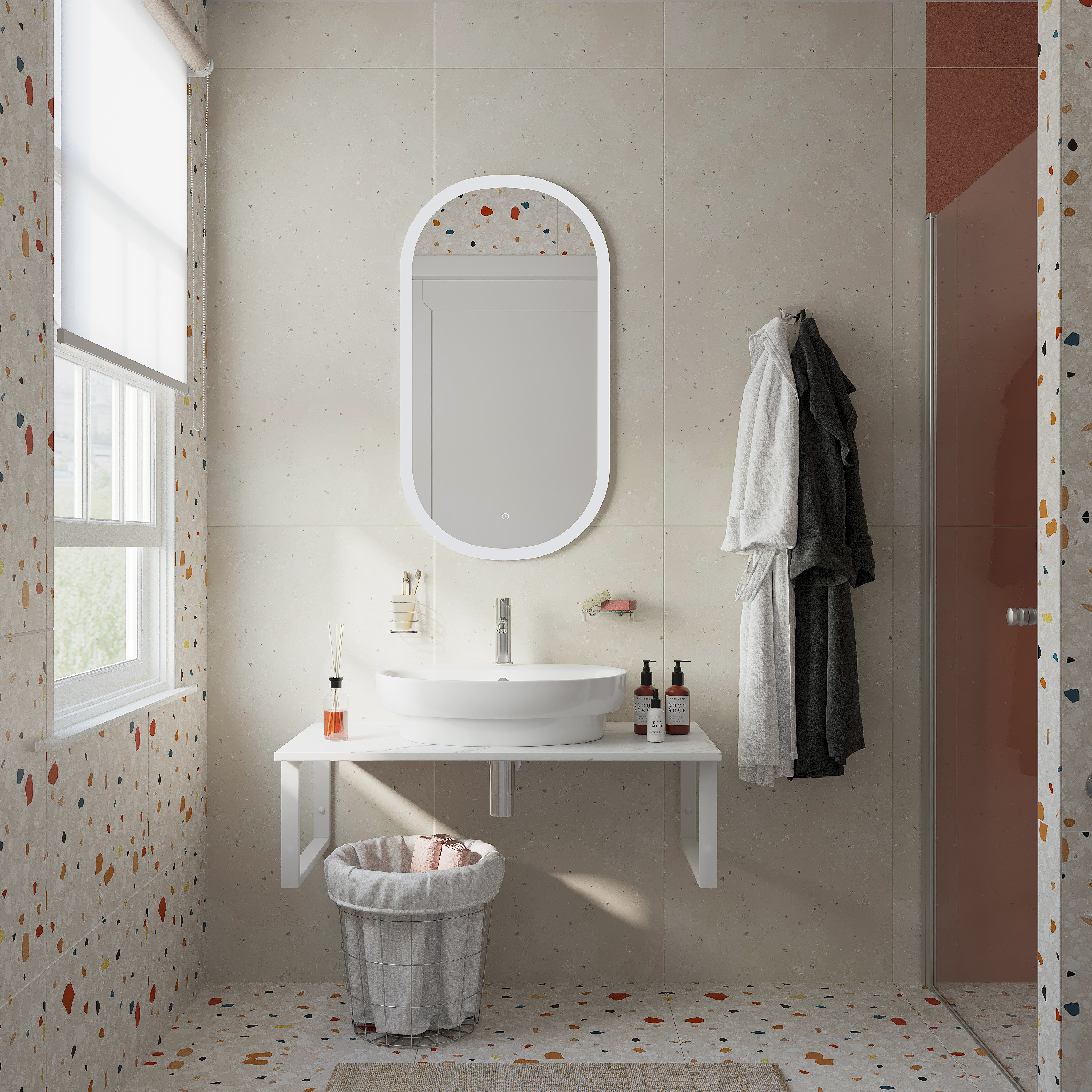 Мебель для ванной комнаты DIWO Элиста 100 белый мрамор, с раковиной Самара 0116