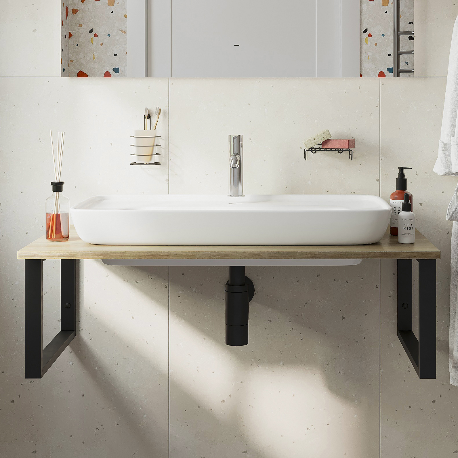 Мебель для ванной комнаты DIWO Элиста 100 светлое дерево, с раковиной Углич 0117 купить в Тамбове