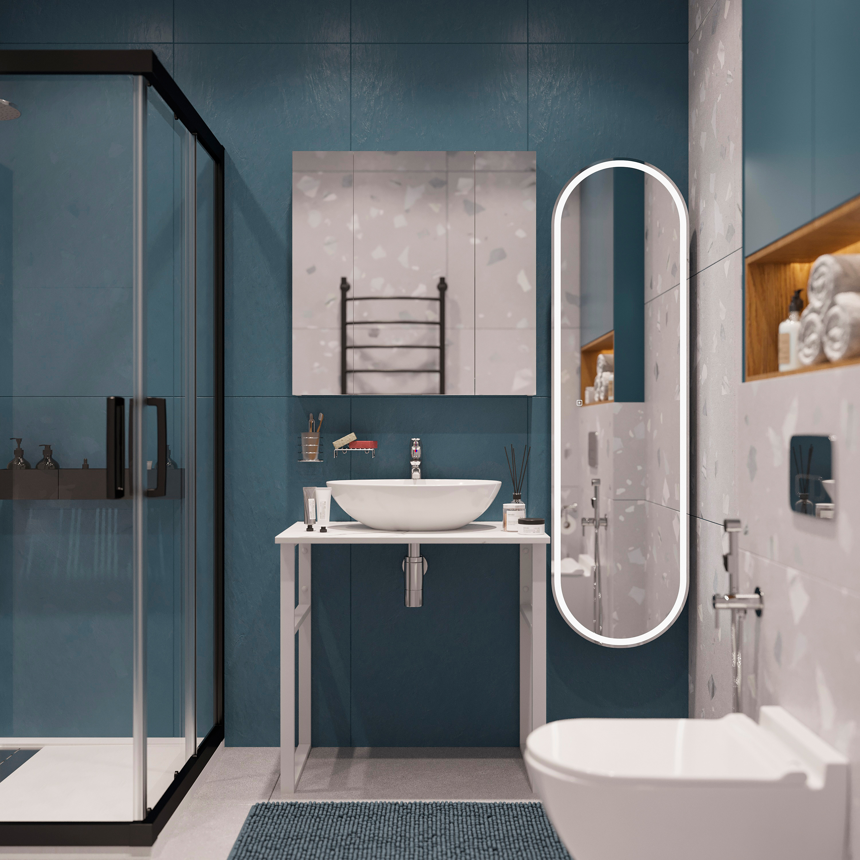 Мебель для ванной комнаты DIWO Элиста 80 белый мрамор, с раковиной Moduo 55 Leaf