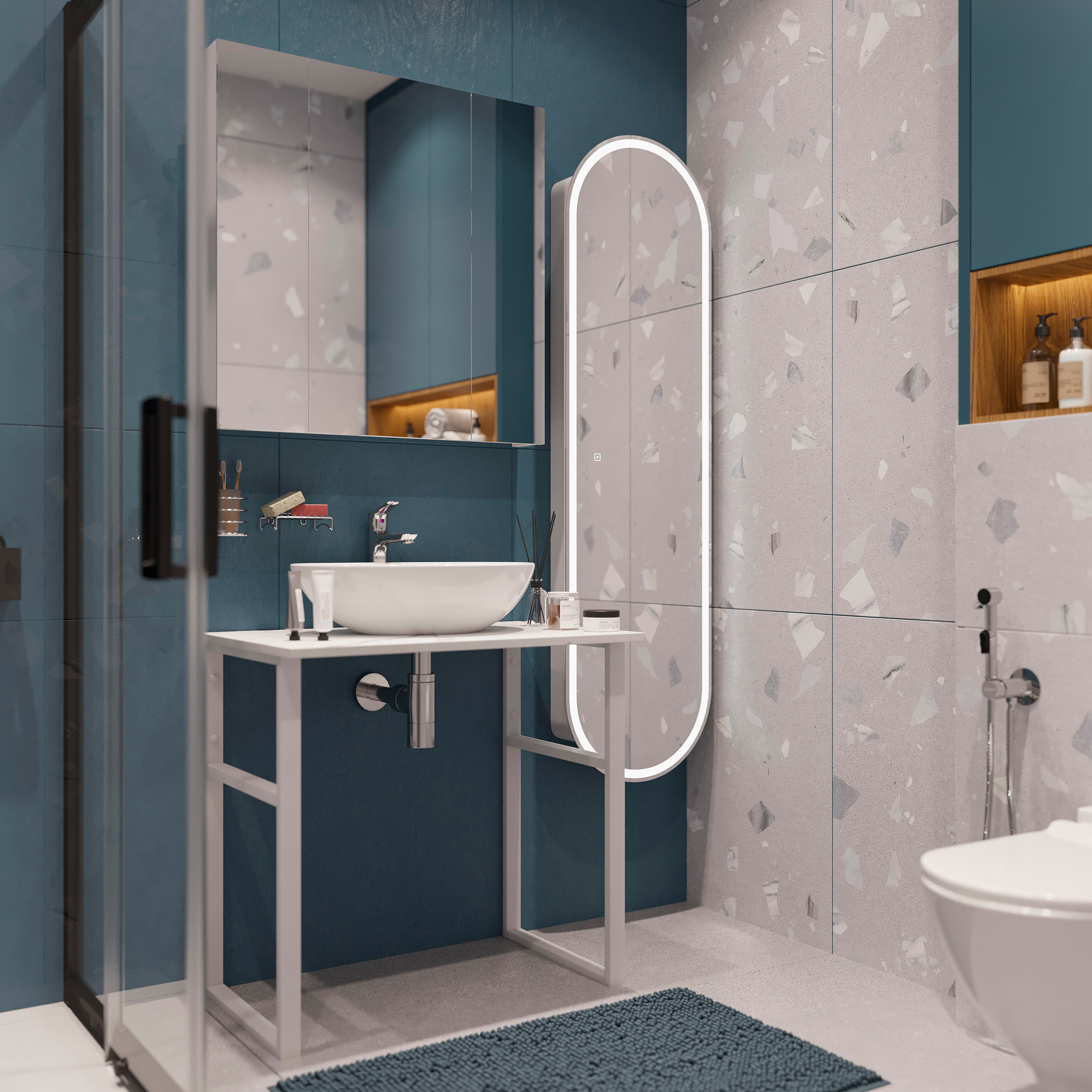 Мебель для ванной комнаты DIWO Элиста 80 белый мрамор, с раковиной Moduo 55 Leaf купить в Тамбове