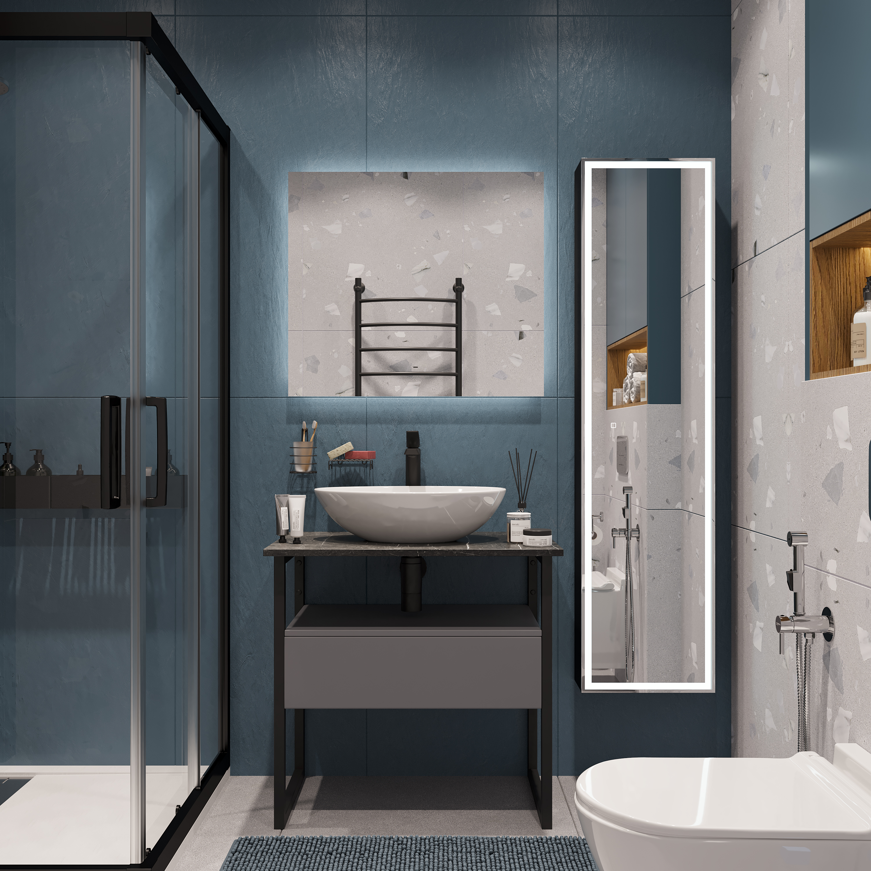 Мебель для ванной комнаты DIWO Элиста 80 антрацит с раковиной Moduo 55 Leaf