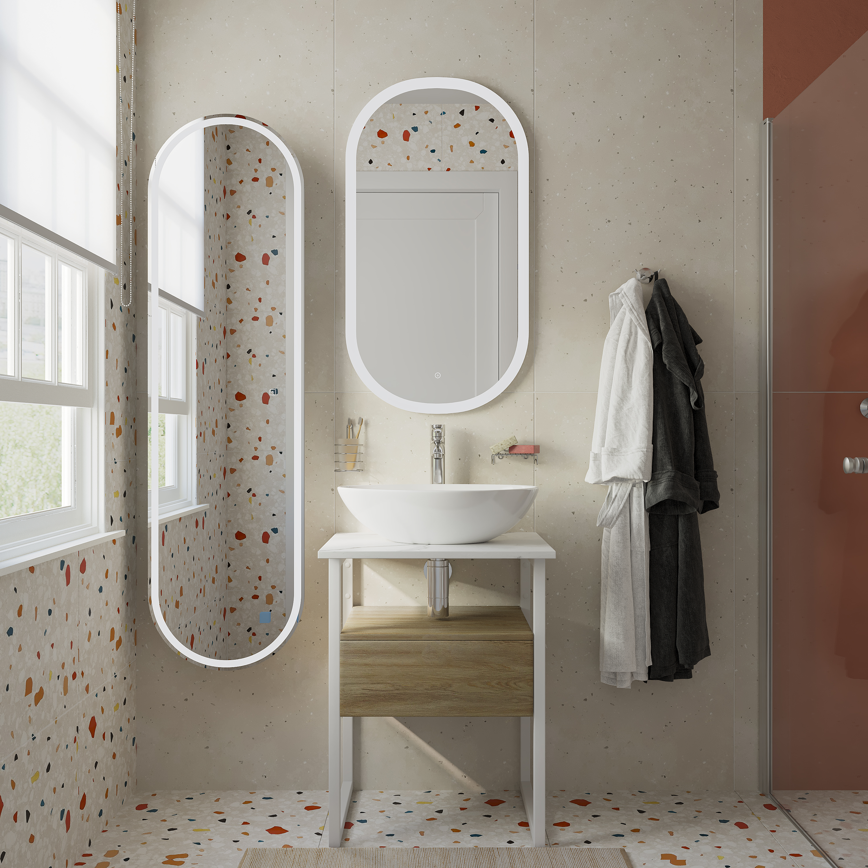 Мебель для ванной комнаты DIWO Элиста 60 светлое дерево с раковиной Moduo 55 Leaf