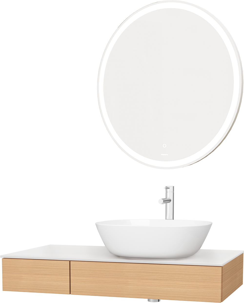 Мебель для ванной VitrA Origin 90 R, дуб, столешница белая