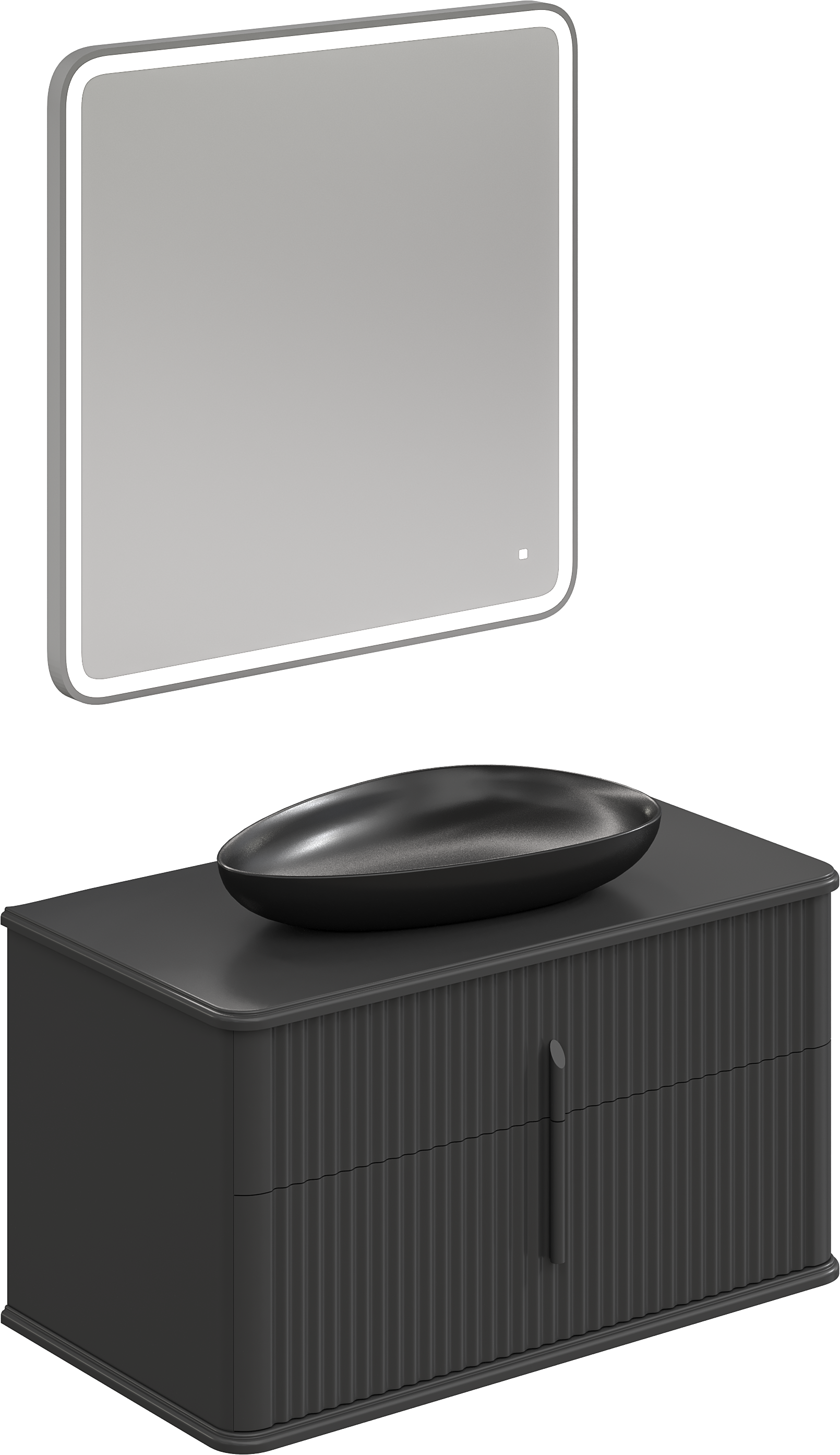 Мебель для ванной комнаты STWORKI Молде 95 антрацит, раковина BOCCHI Etna черная матовая